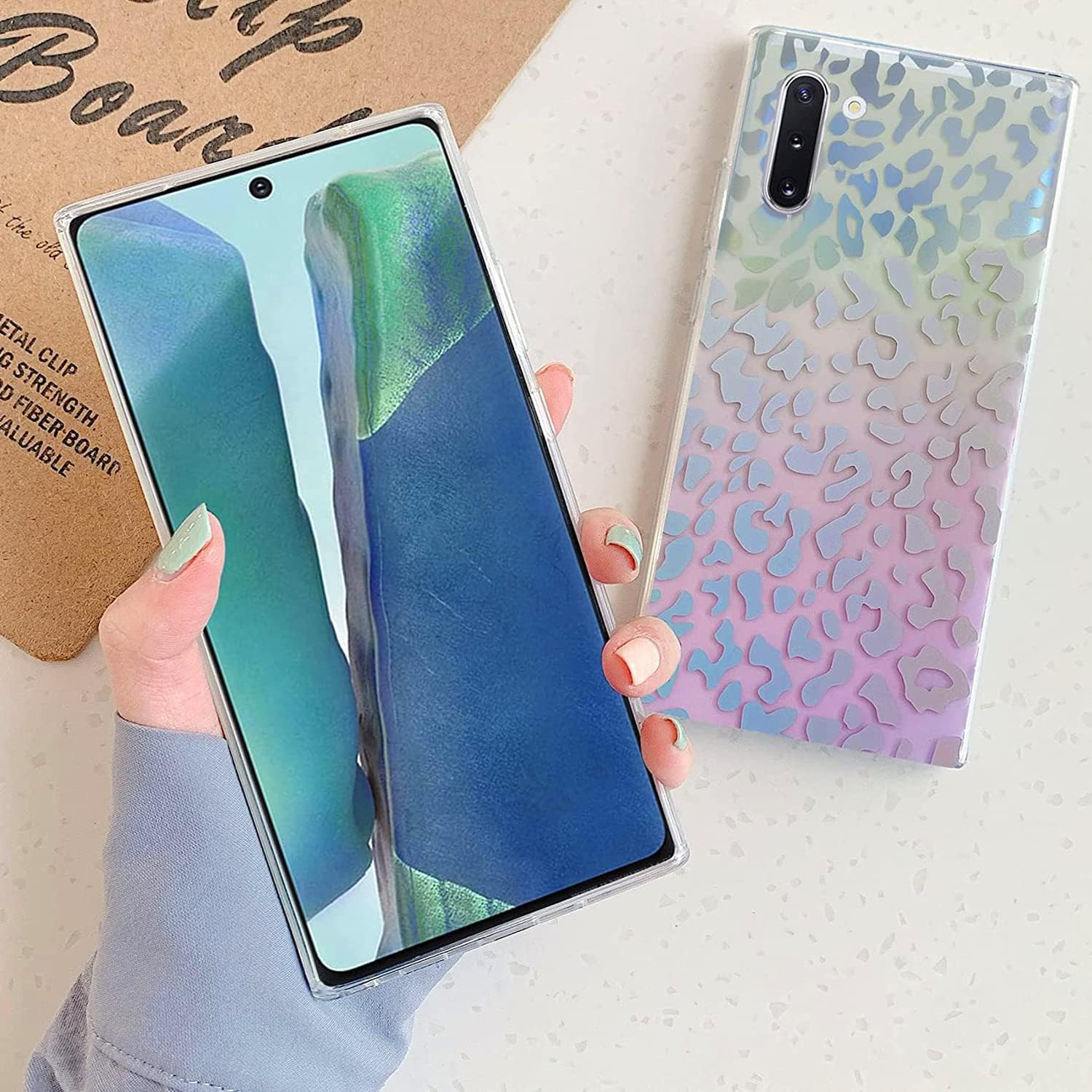J.west Funda para Galaxy Note 10 de 6.3 pulgadas, delgada, mate, estampado de leopardo, guepardo suave, TPU a prueba de golpes, funda protectora