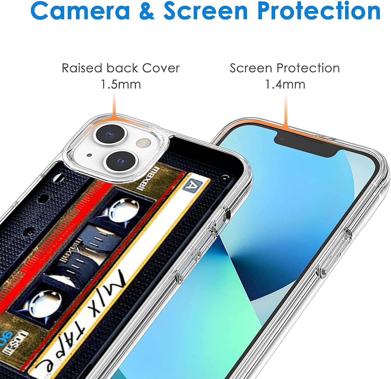 Funda compatible con iPhone 13 Pro Max, funda de cassette vintage Mixtape para teléfono, funda protectora a prueba de golpes, funda de TPU suave