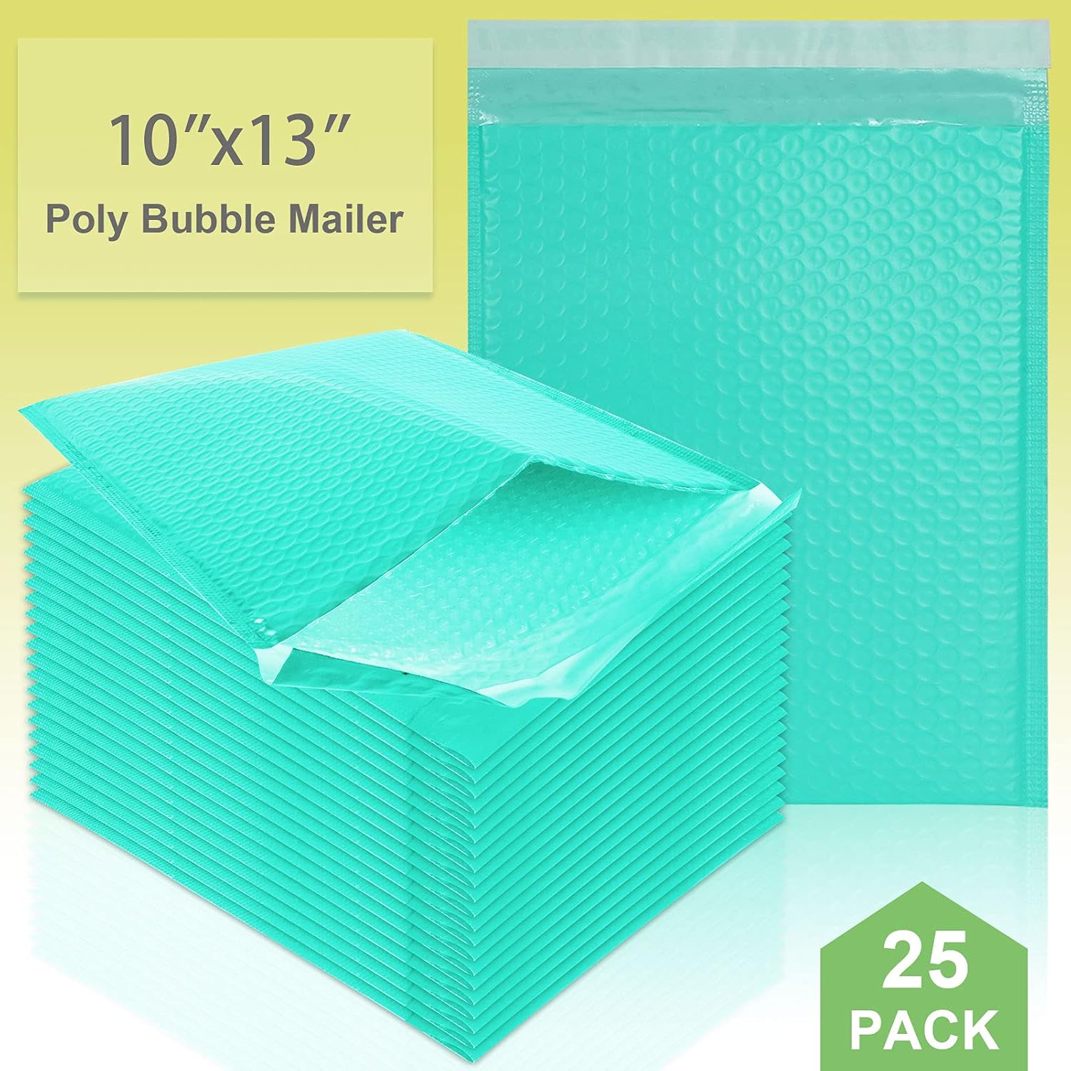25 sobres de burbujas de 10 x 13 pulgadas, sobres acolchados autosellantes de burbujas, sobres de burbujas impermeables para envío y embalaje, verde