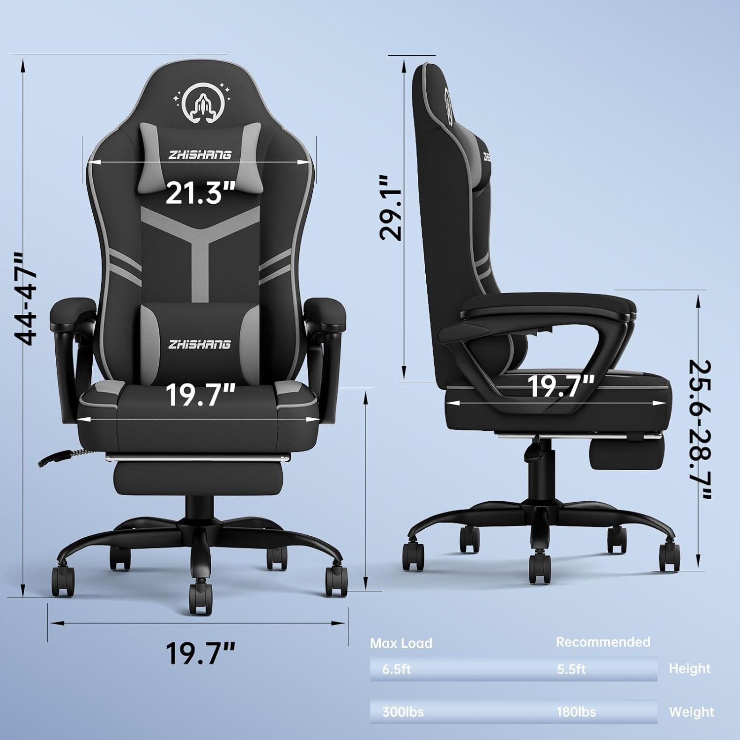 ZHISHANG Silla de computadora, silla de juegos para adultos, silla ergonómica para jugadores con reposapiés, silla de oficina de carreras con