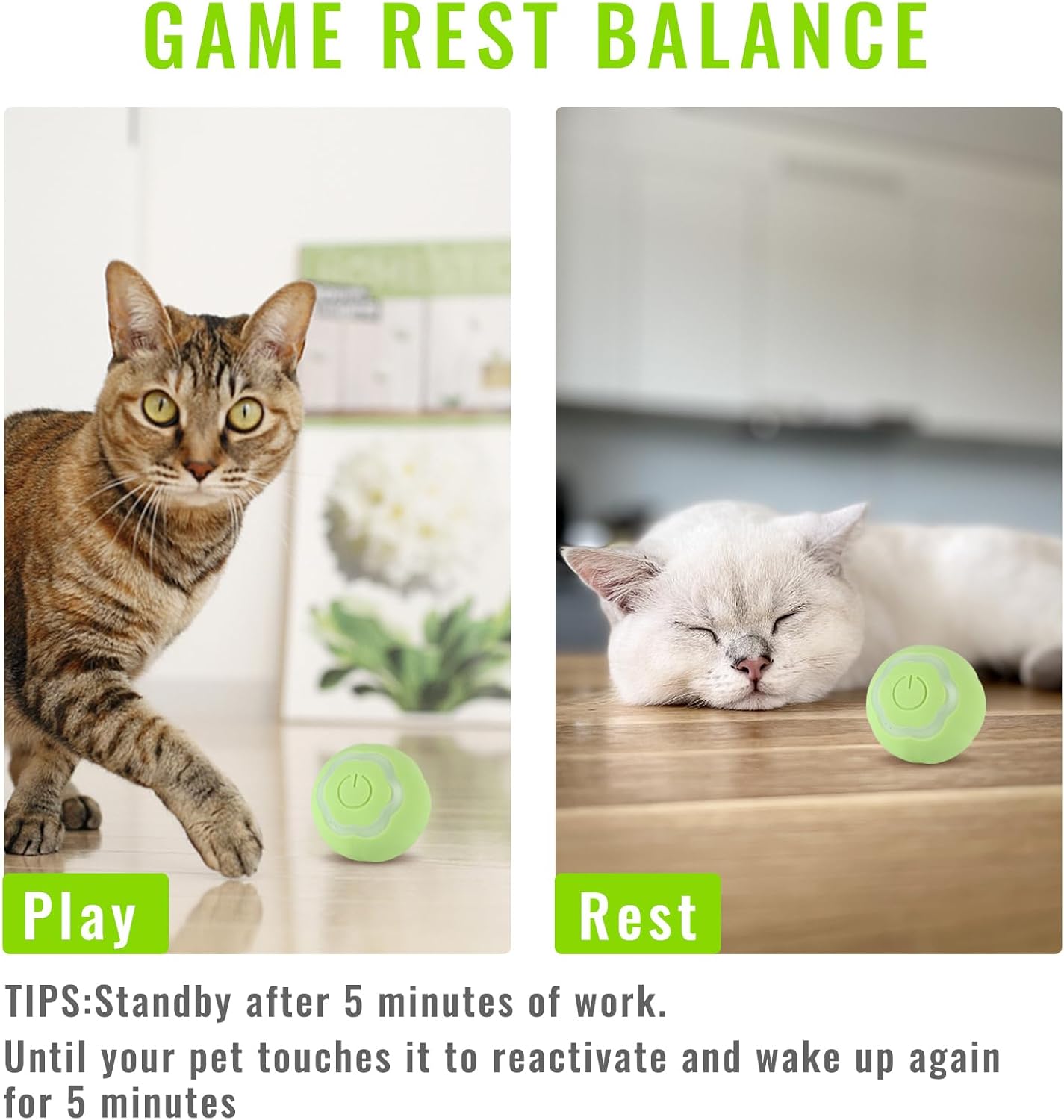 Juguete interactivo inteligente 2.0 para gatos, bola rodante automática con luces coloridas y diseño floral, recargable por USB, activa los