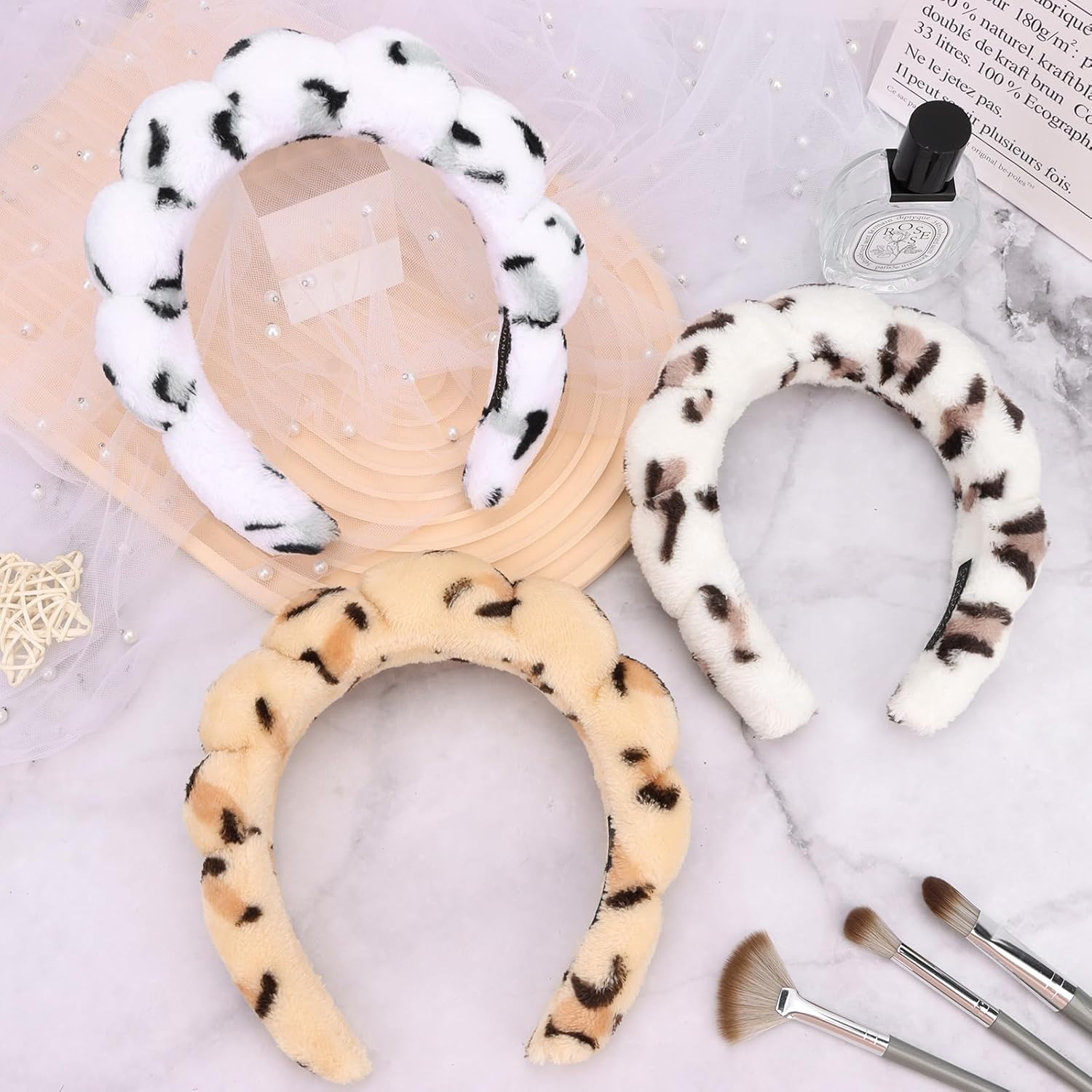Paquete de 3 diademas de spa para lavar la cara, diademas para el cuidado de la piel, diadema de maquillaje, diadema de esponja para lavar la cara,