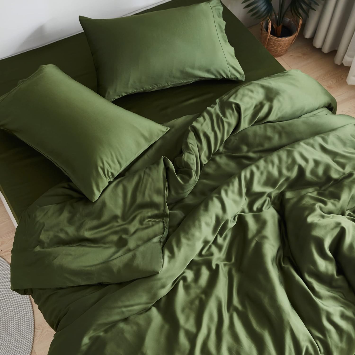 DOZ – Juego de sábanas con alto número de ozyd y bolsillos profundos, 100% viscosa derivada del bambú, 4 piezas, 2 fundas de almohada, 1 sábana