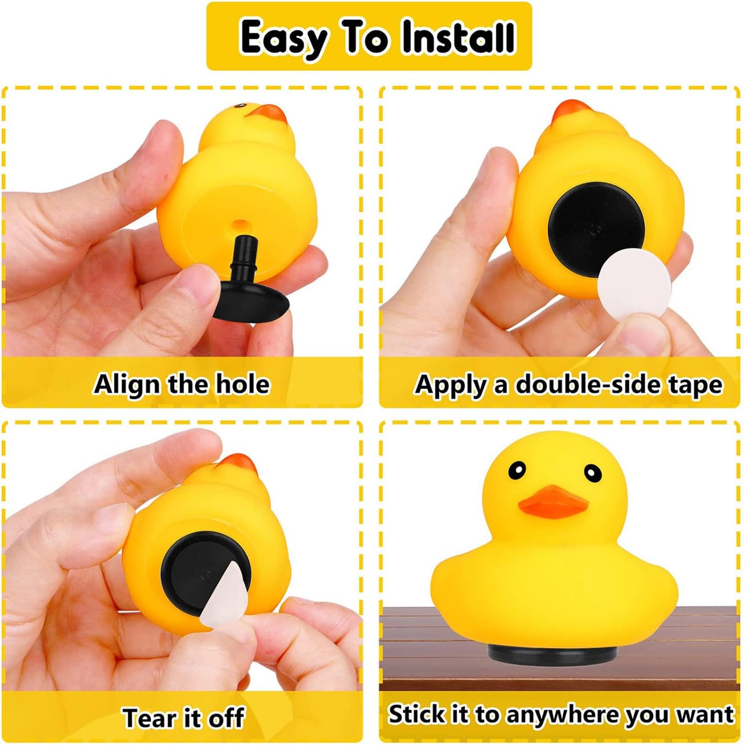 20 tapones de pato, montaje de pato de goma, soporte de pato de goma para Jeep Dash y pantalla fija, regalo para los amantes de Jeep, incluye