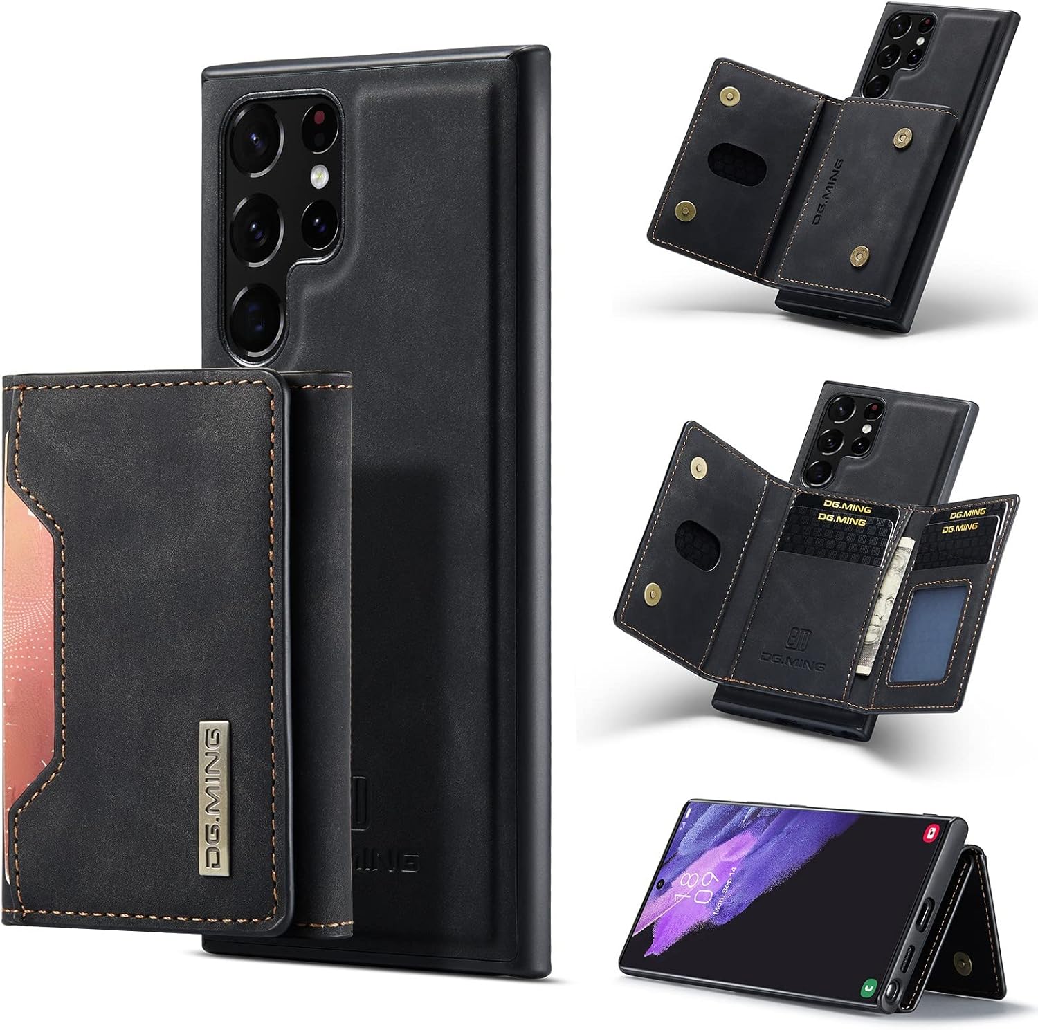 Funda magnética separable de cuero 2 en 1 para Samsung Galaxy S22 S21 S20 Ultra Plus FE Note 20 Shell, cubierta trasera con soporte para tarjetas