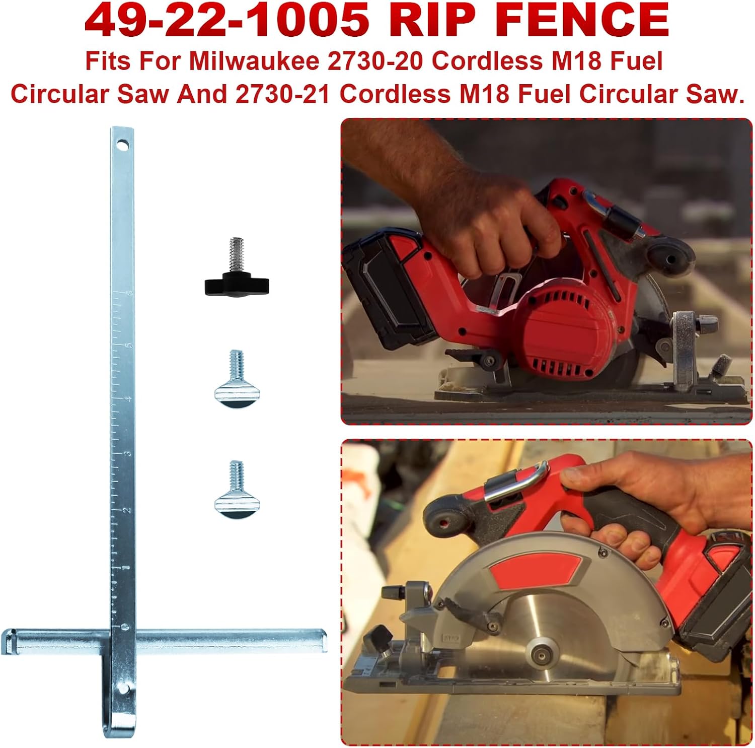 Aillsa 49-22-1005 Guía de valla de rasgadura para sierra inalámbrica Milwaukee 2730-20 2730-21 m18 y sierra circular (incluye 3 tornillos)