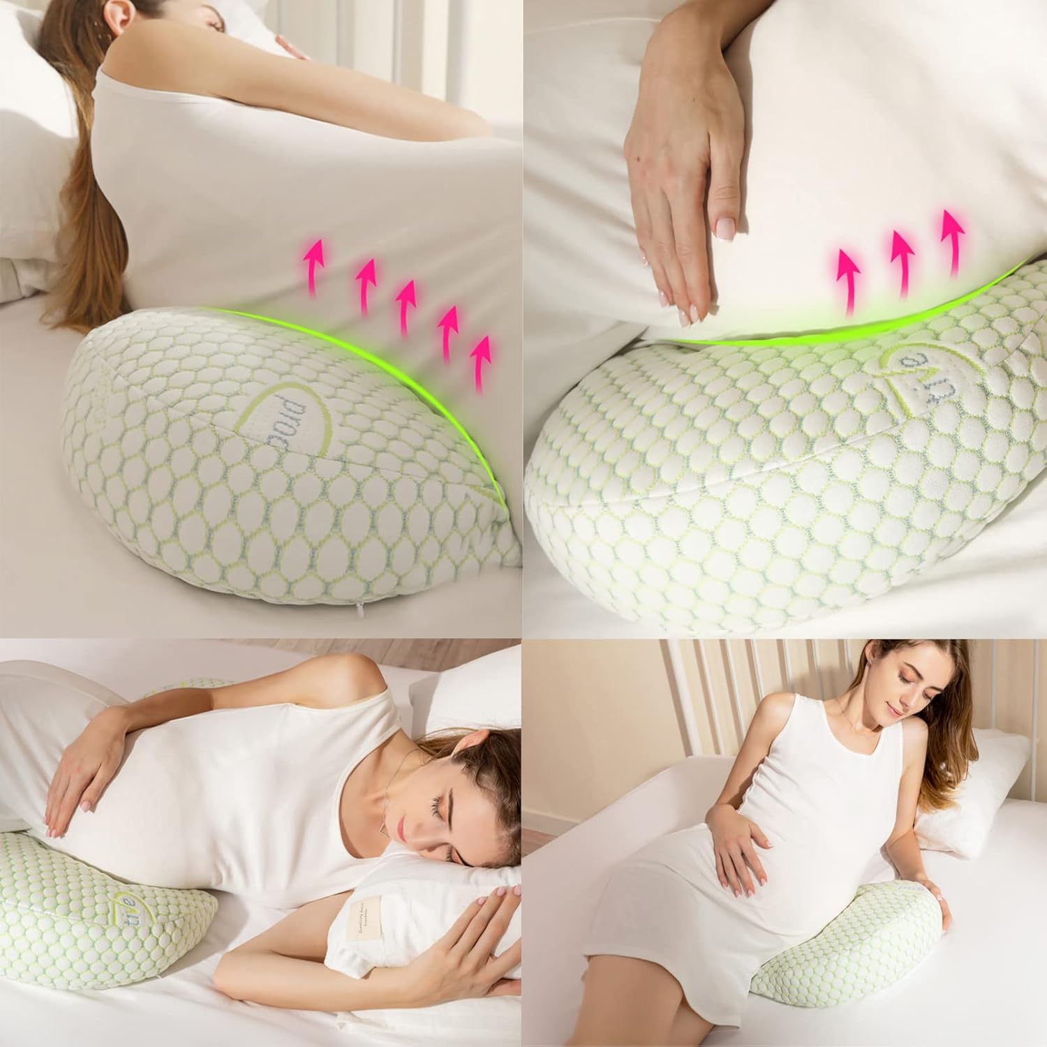 WAYDA Almohadas de embarazo, almohadas embarazadas para dormir, almohadas de maternidad para mujeres embarazadas, almohada corporal suave con funda