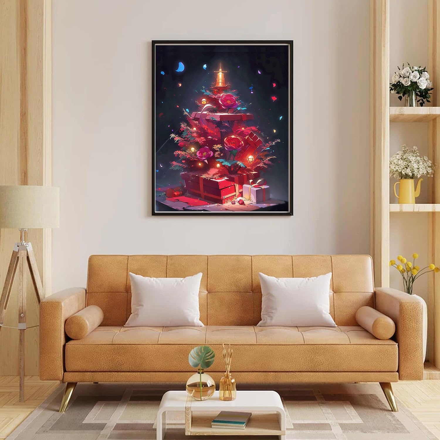 DOTSOPS Kit de pintura de diamantes de Navidad, kit de pintura para adultos, kit de arte de diamantes de invierno para adultos, árbol de Navidad