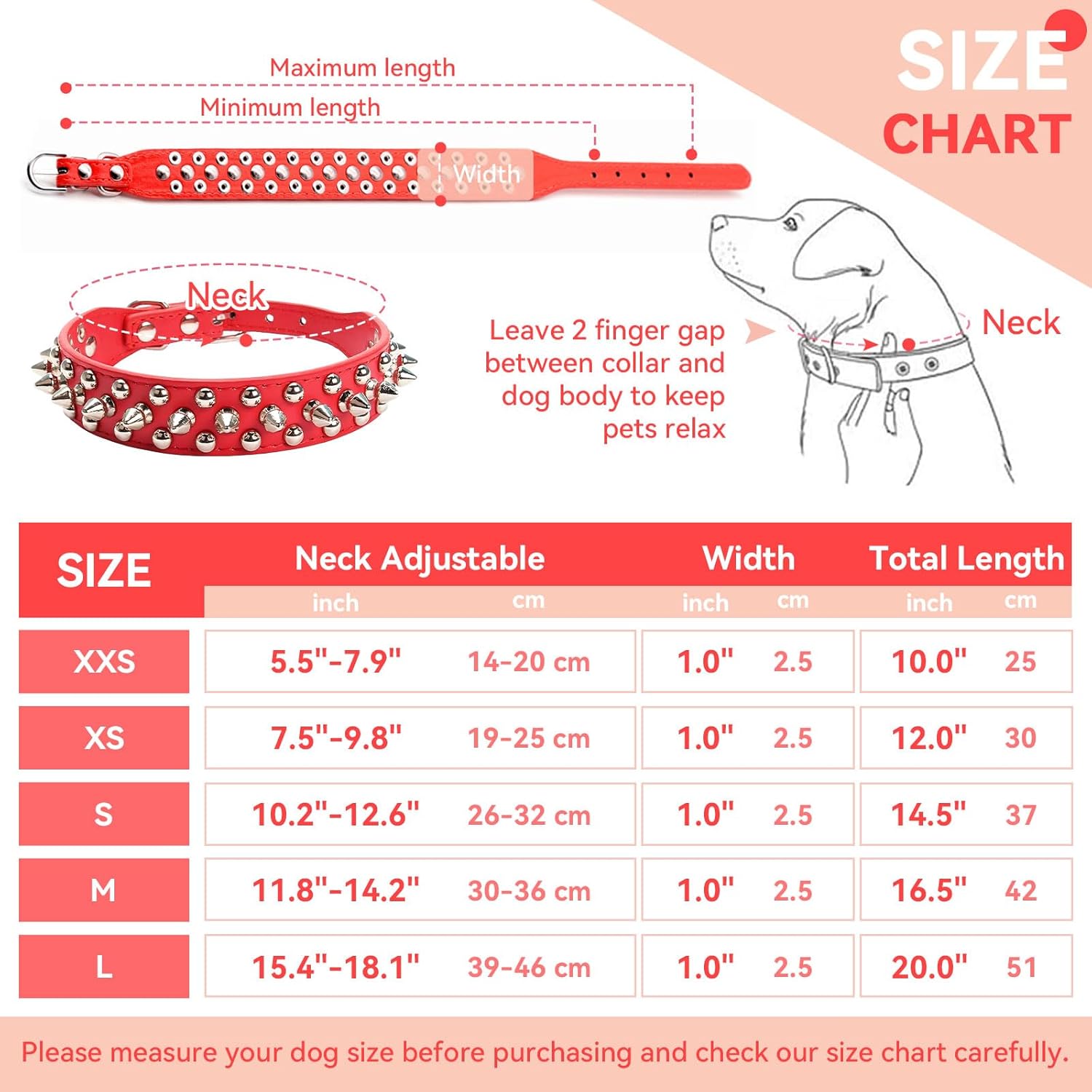 Collar de perro con pinchos, de piel sintética suave, color rojo, con forma de hongos, remaches, tachuelas, collar ajustable para perros pequeños,