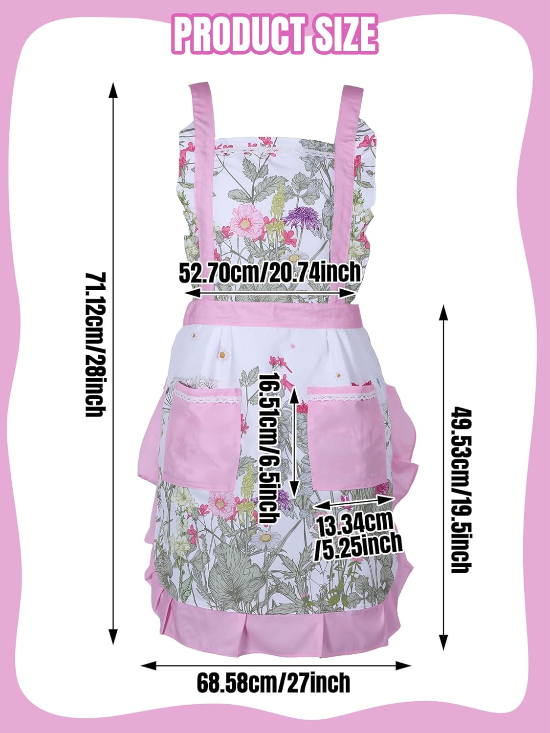 Zhanmai 3 delantales florales para mujer con bolsillo, delantales de chef suaves para cocina, jardinería