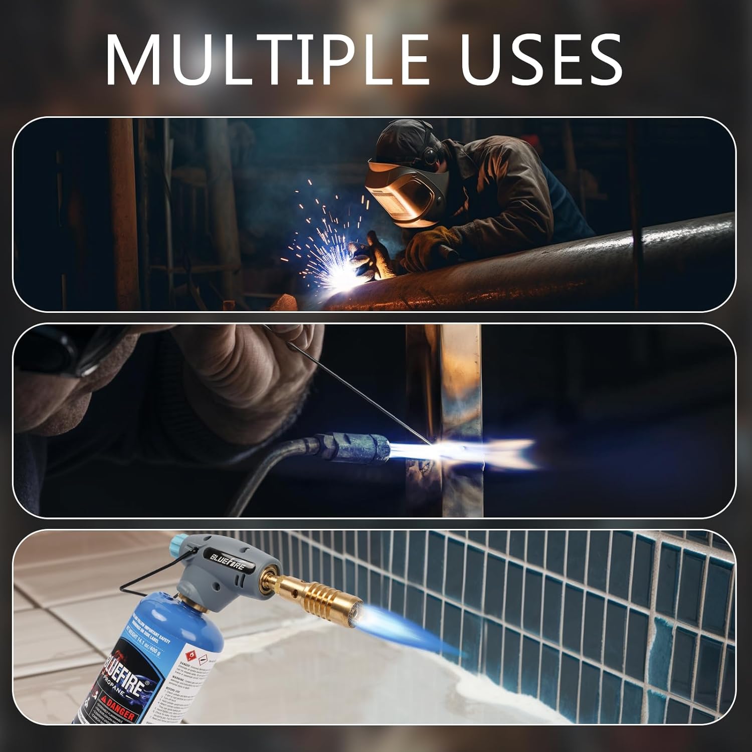 BLUEFIRE MAPP MAP PRO Cilindro de gas de propano para soldadura, reparación de plomería, parrillas de iluminación, parrillas de vidrio, para quitar