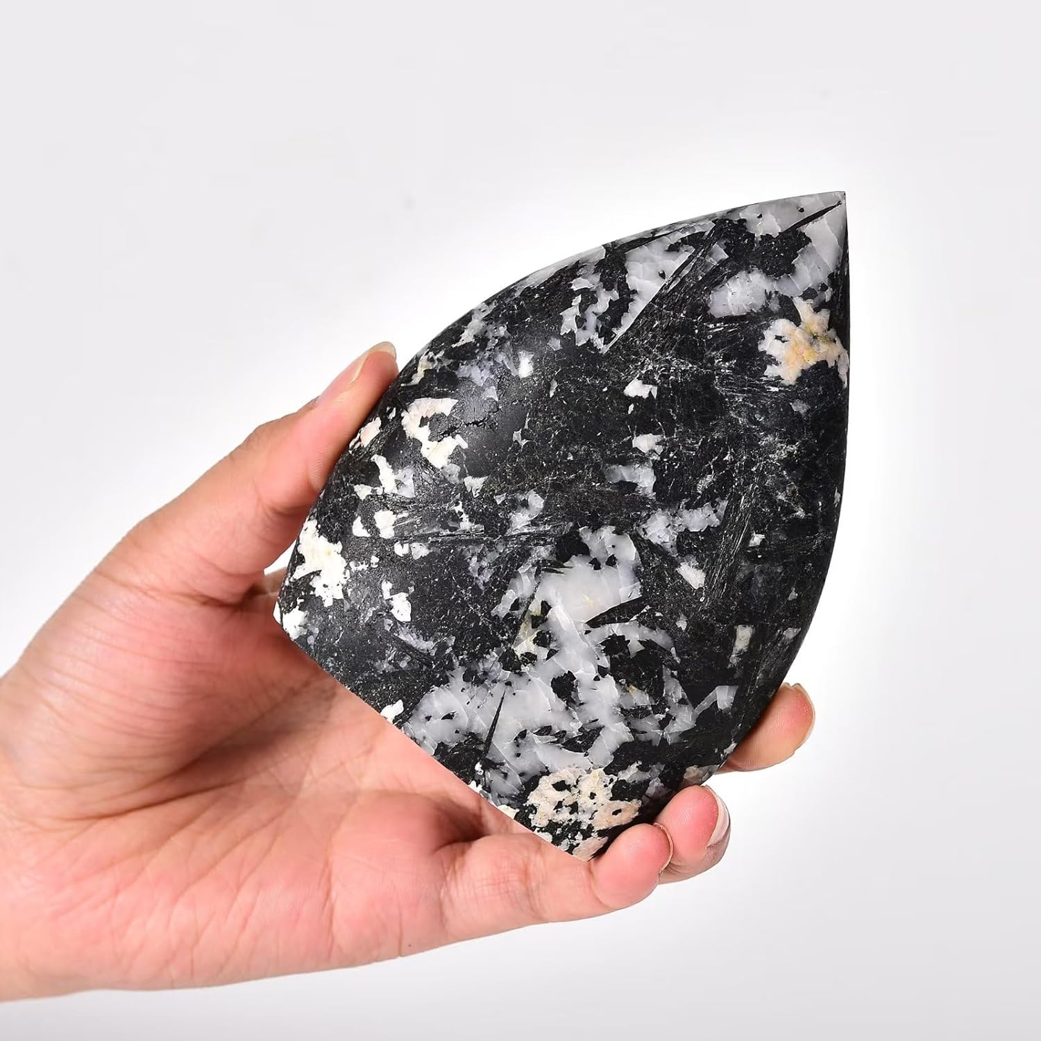 Torre de varita de cuarzo en forma de gota de cristal curativo de turmalina negra, 0.6-1.1 libras