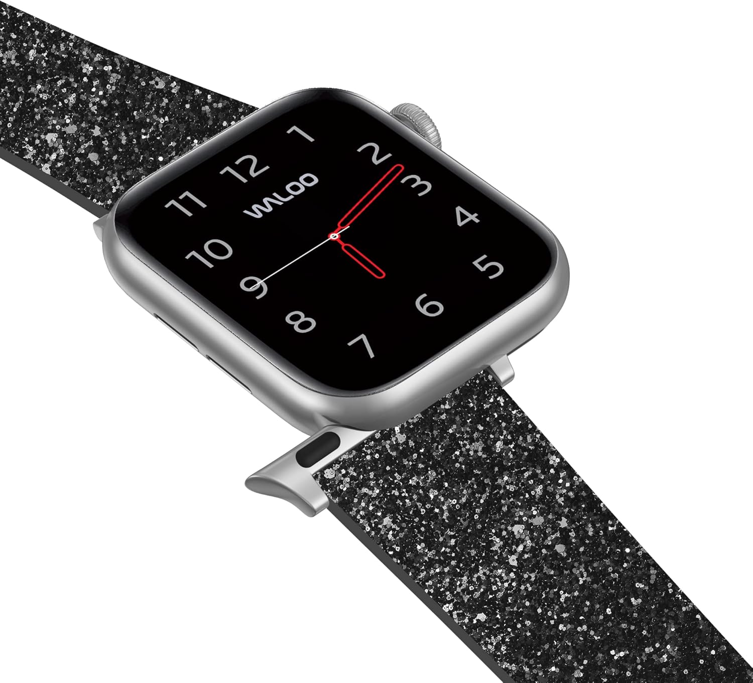 WALOO Correa de repuesto de cuero genuino con purpurina brillante compatible con tu Apple Watch Series 87654321SE, se adapta a tamaños de 1.496in,