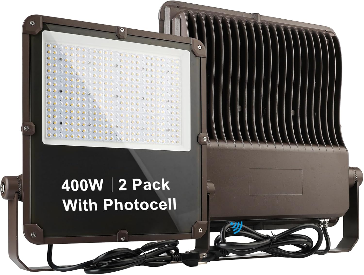 400W LED Flood Light Outdoor 60000Lm Led Stadium Light with Dusk to Dawn photocell, IP65 AC100-277V Commercial Area Lighting with Plug for
