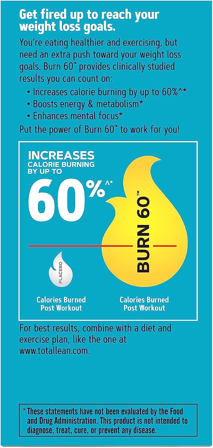GNC Total Lean Burn 60 – Sabor a Canela, 60 tabletas por botella, termogénico para aumentar la energía y el metabolismo