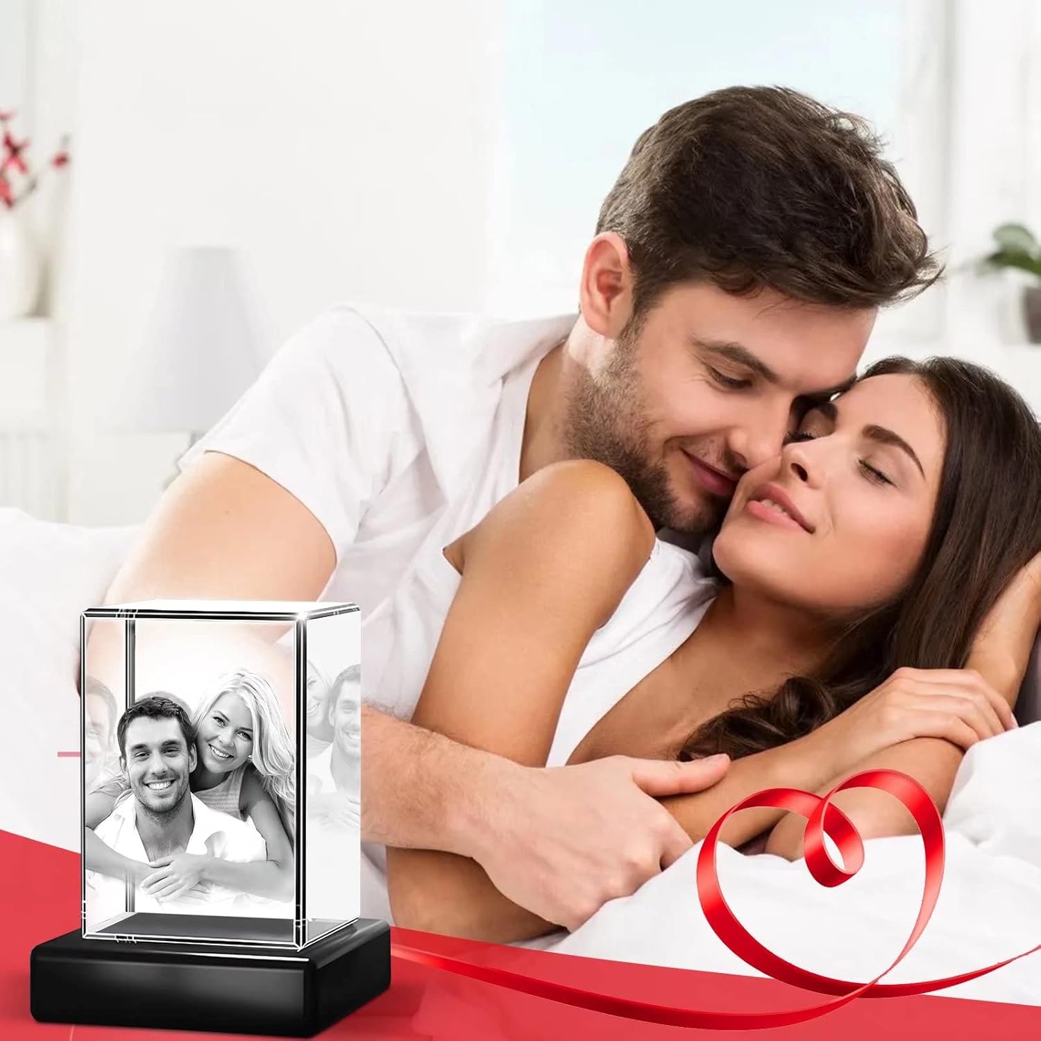 TIMETRACE Foto de cristal 3D, cristal personalizado con foto y mensaje grabados, regalos personalizados