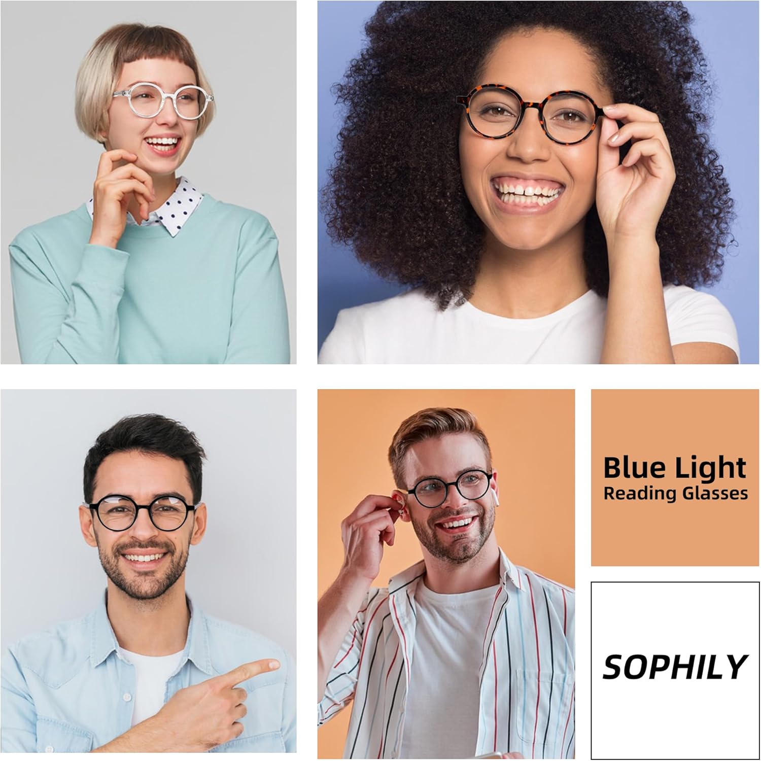 Gafas redondas de bloqueo de luz azul para hombres y mujeres, marco de gafas ópticas, lentes transparentes sin presripción
