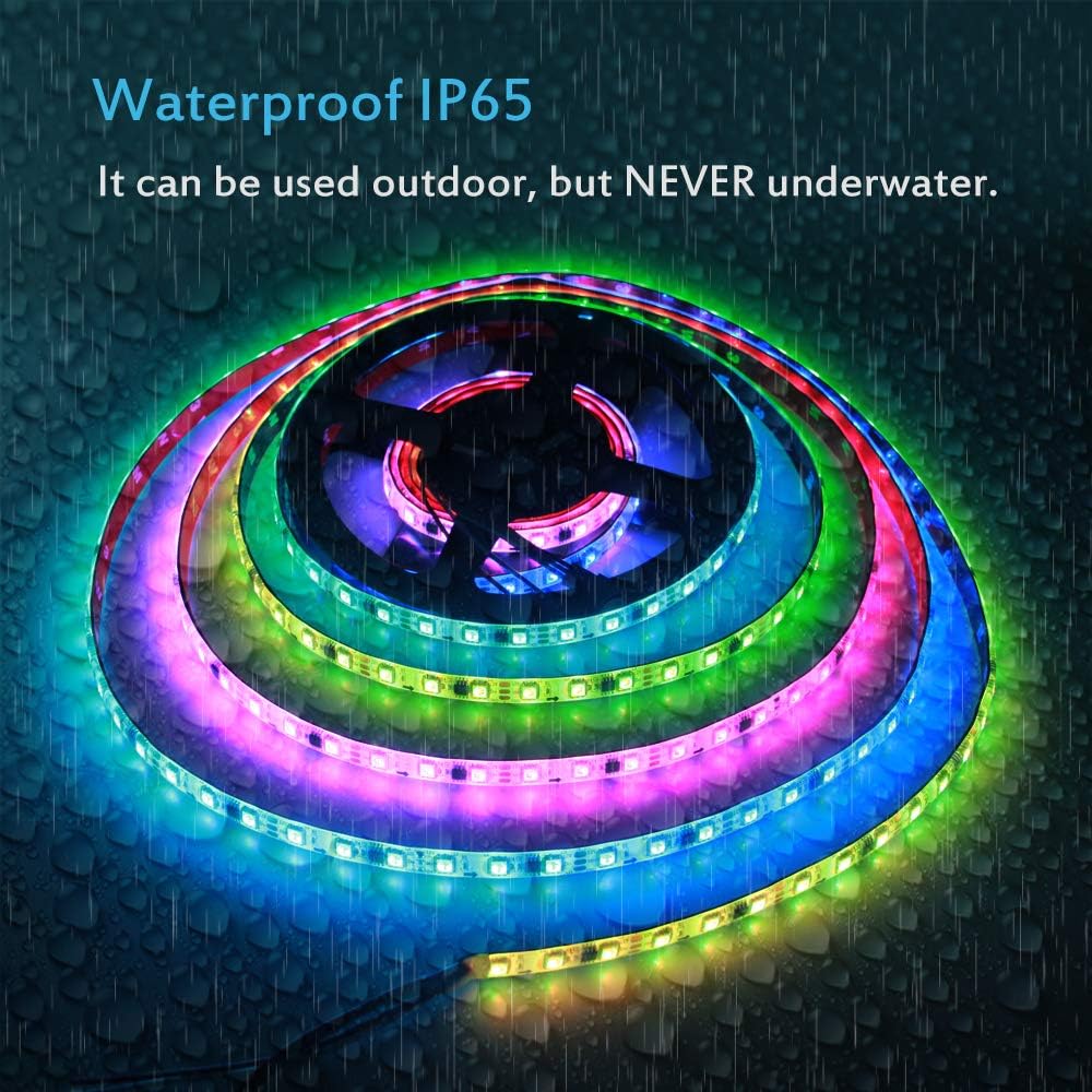 ALITOVE WS2811 – Tira de luces LED RGB direccionable, 12 V, programables, 16.4 pies, 300 ledes, color de ensueño, luz de cuerda flexible,