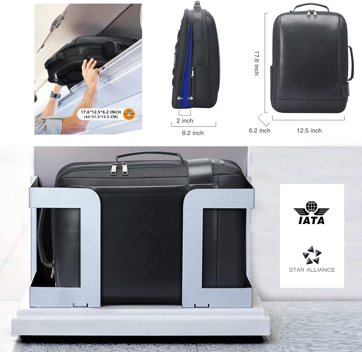 BOPAI Mochila antirrobo 15.6 pulgadas portátil negocios delgado colegio hombro mochila resistente al agua sintética cuero mochila para hombres