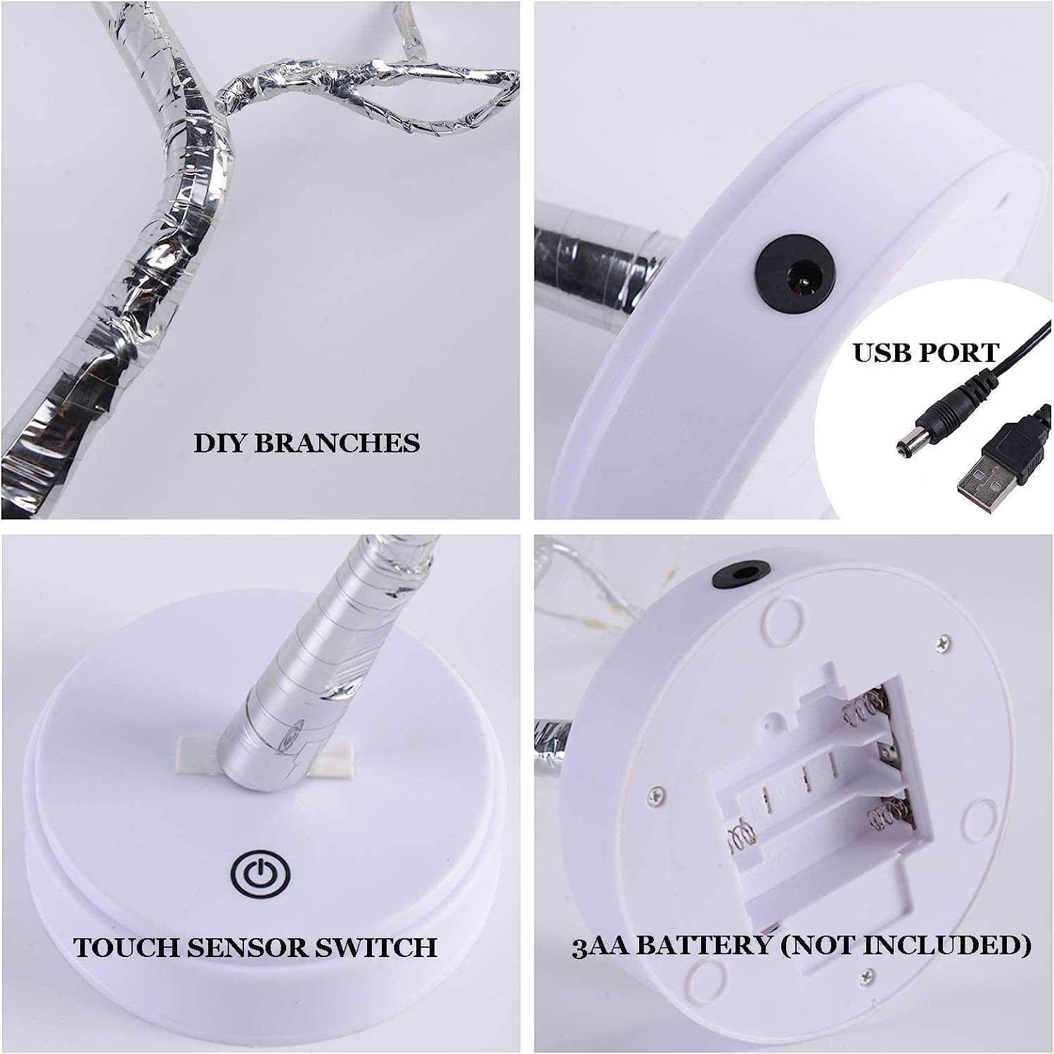 Lámpara de árbol de espíritu de hadas brillante de 20 pulgadas con control remoto, luces de árbol bonsái, lámpara de árbol artificial para iluminar