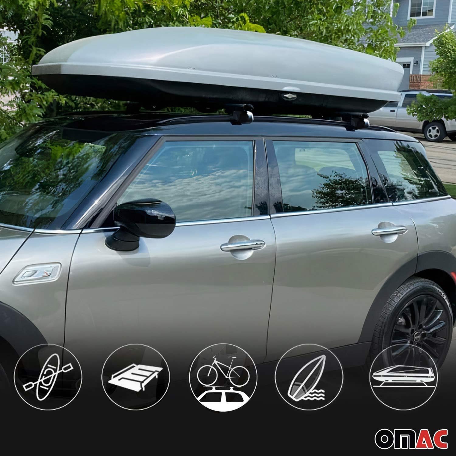 OMAC Portaequipajes con cerradura para Mazda CX-90 2024, color gris, 2 piezas antirrobo para viajes, kayak, canoa, surf, esquí, snowboard, camping
