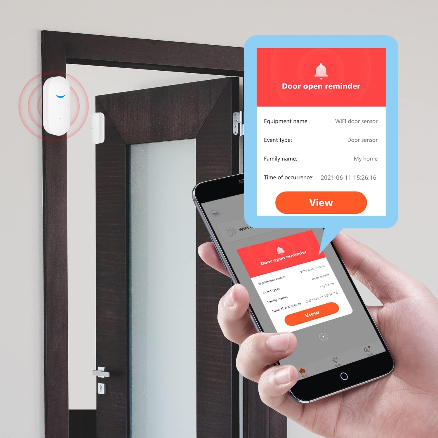 TUYA – Paquete de 4 sensores inalámbricos WiFi para ventana de puerta, alarma inteligente con notificación gratuita, control de aplicación, sistema