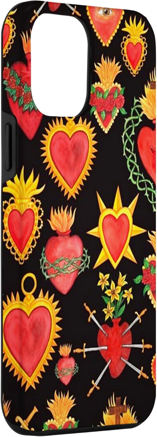 iPhone 14 Pro Max Hearts Mexican Days of the Dead Latina Milagros Folk Art Fun Case