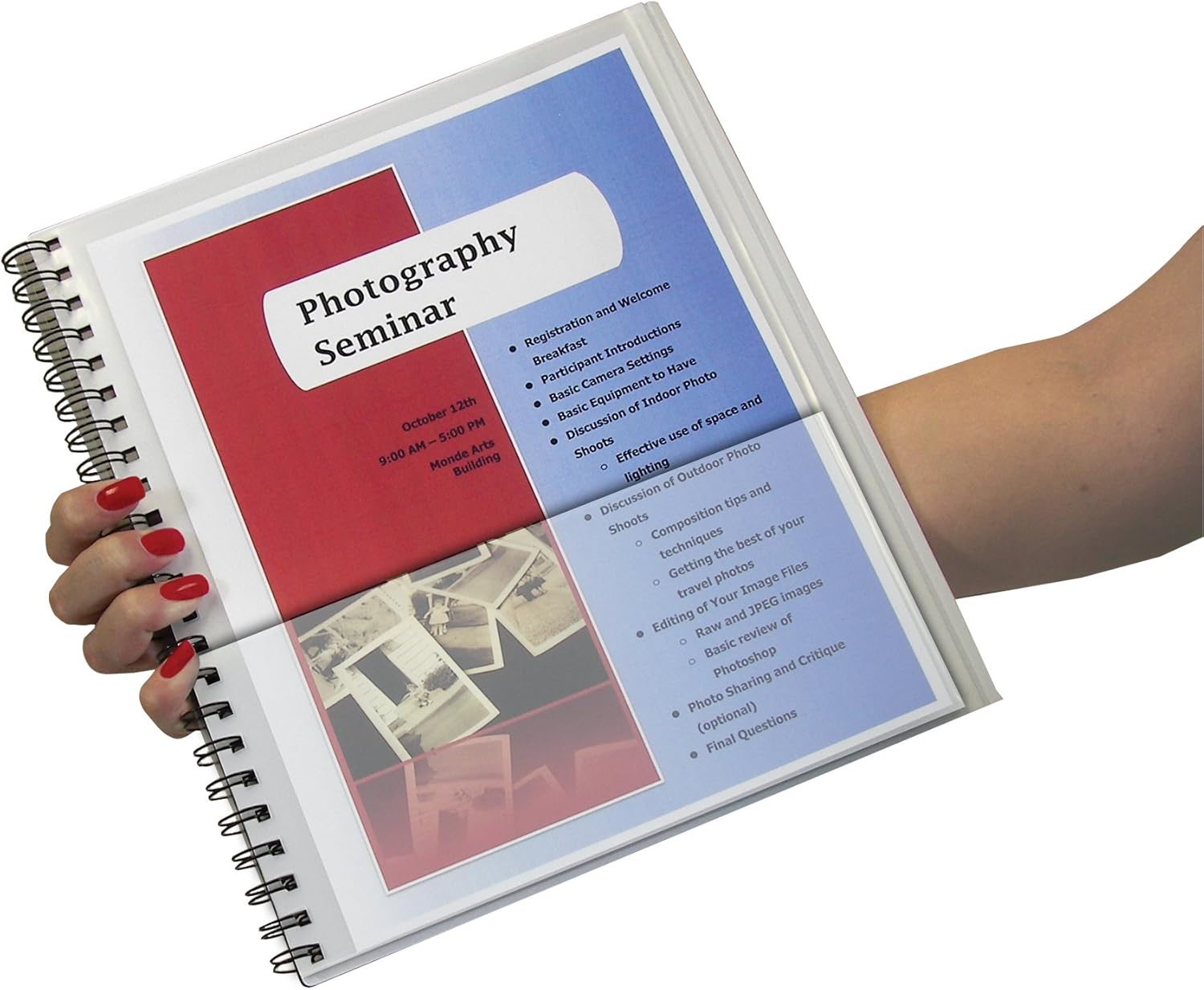 Portafolio C-Line, de polipropileno con espiral, tamaño carta, 1 unidad, Negro