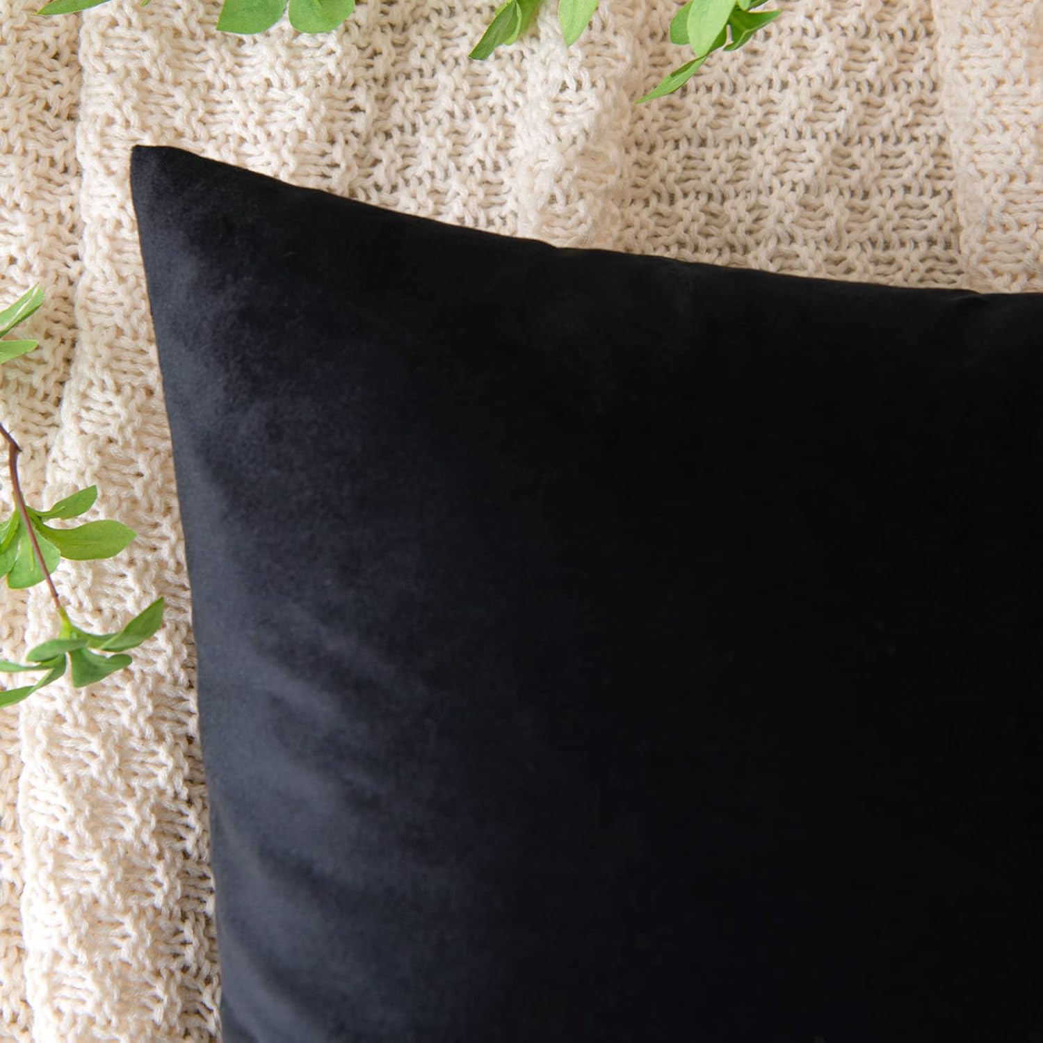 EMEMA Paquete de 2 fundas de almohada de terciopelo decorativas, cuadradas, suaves y sólidas, para sofá, dormitorio o automóvil, 16 x 16 pulgadas,