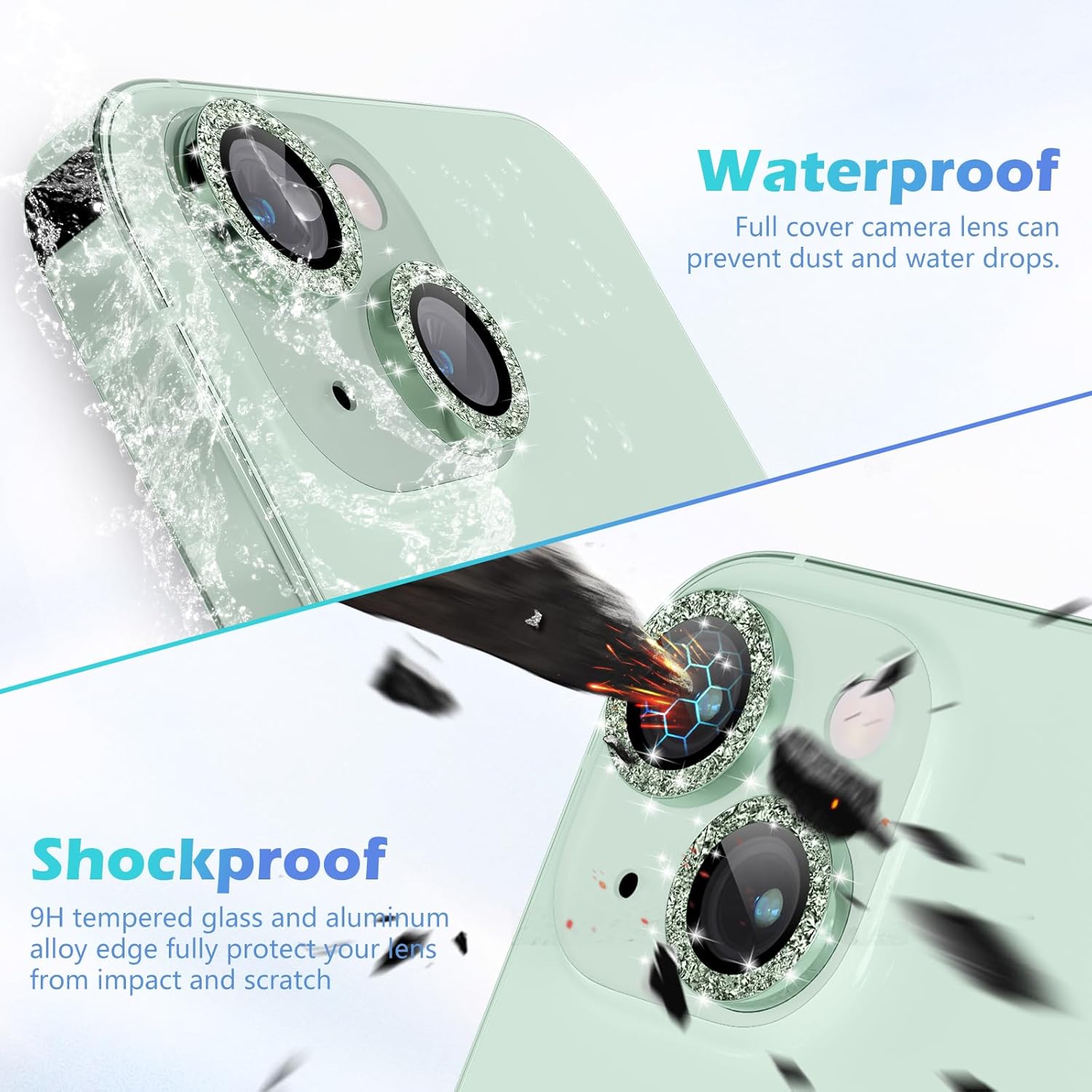 imluckies Para iPhone 15 – iPhone 15 Plus Protector de lente de cámara, anillo individual de aleación de aluminio transparente HD, película de