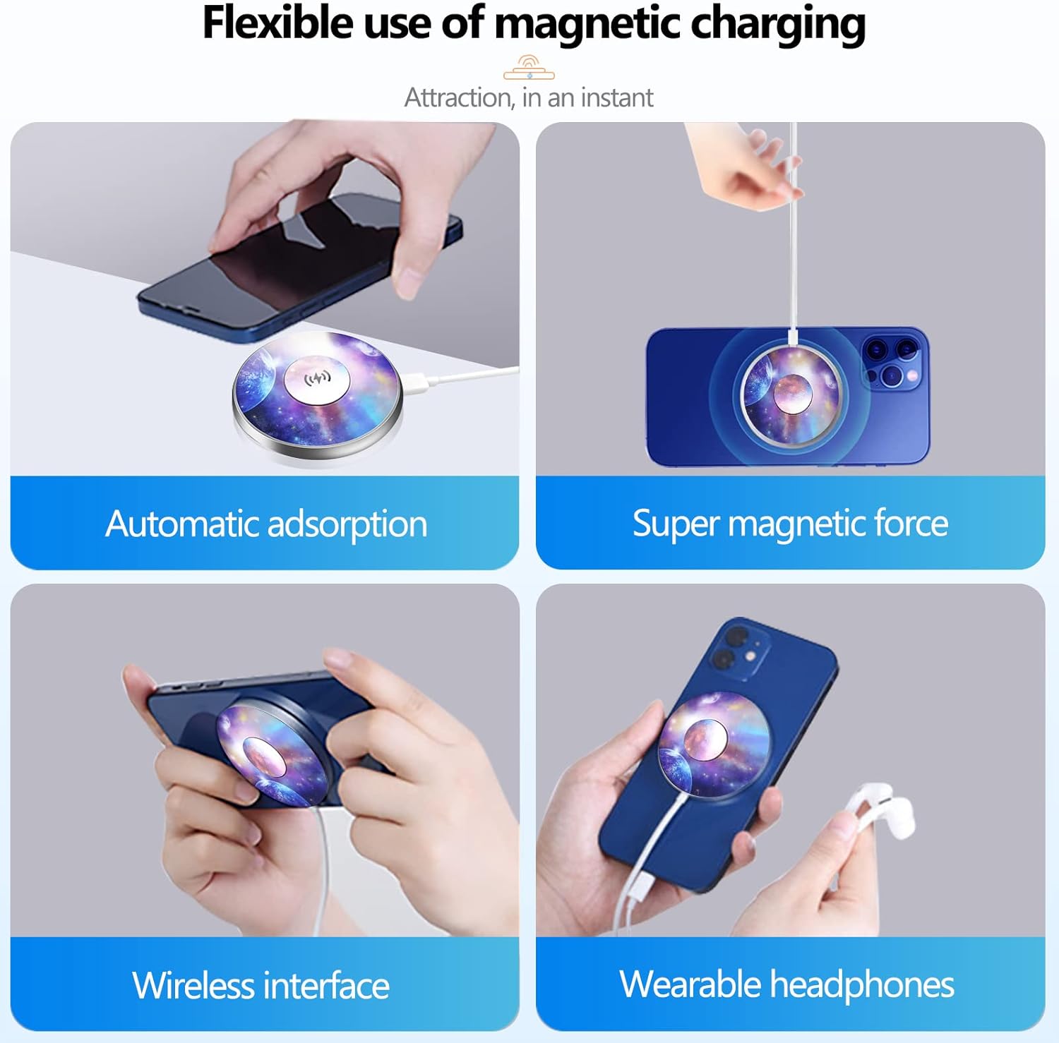 YUN CHUANG Cargador inalámbrico para teléfono celular, aleación de aluminio de carga rápida magnética de 15 W, giroscopio giratorioprotección de