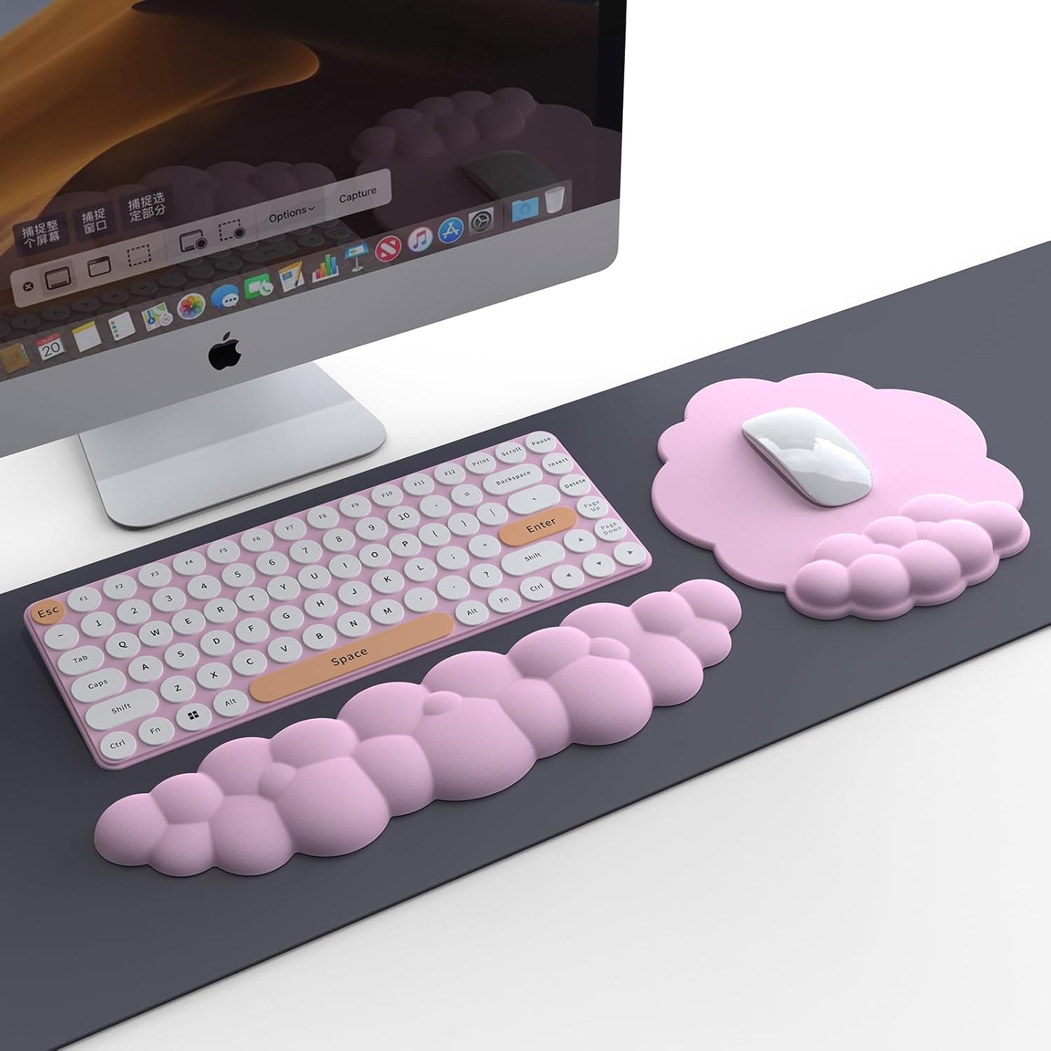 Reposamuñecas para teclado, alfombrilla para mouse con reposamuñecas, reposamuñecas de espuma viscoelástica, soporte de muñeca de diseño ergonómico