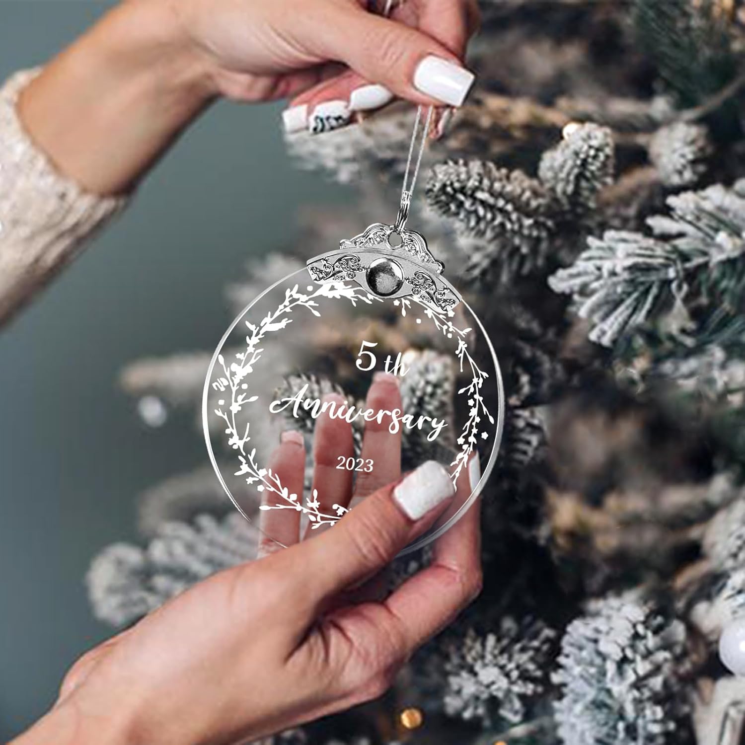Adorno de Navidad de 5 para pareja, 5 años como señor y señora 2023, regalo de boda de 5 aniversario para padres, esposo, esposa