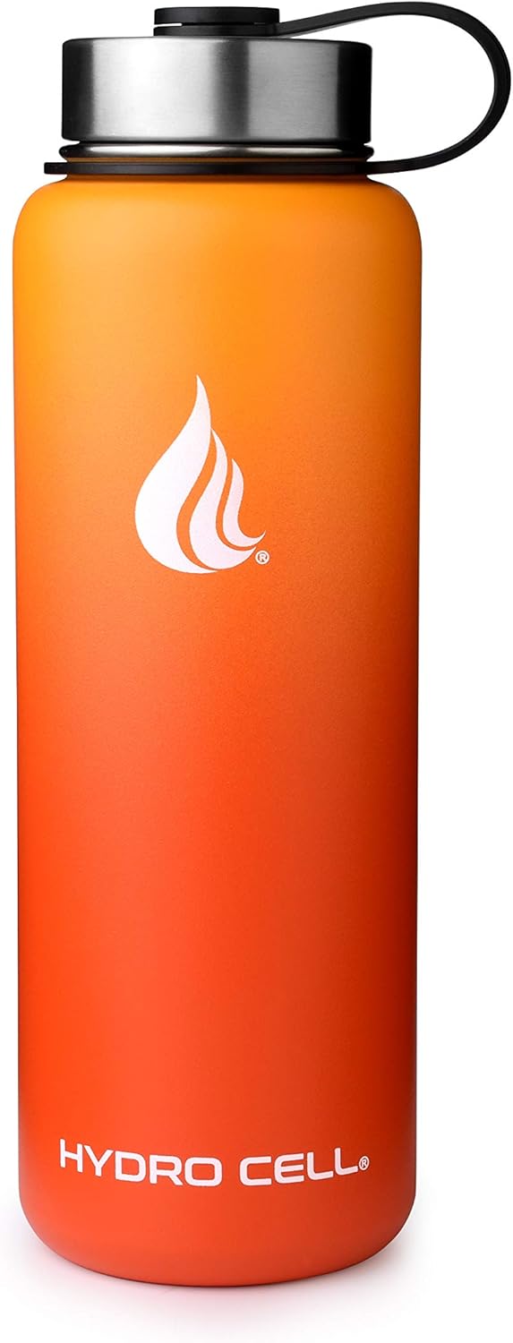HYDRO CELL – Botella de agua con aislamiento térmico de acero inoxidable con pajilla, para bebidas frías y calientes, termo deportivo con tapón con
