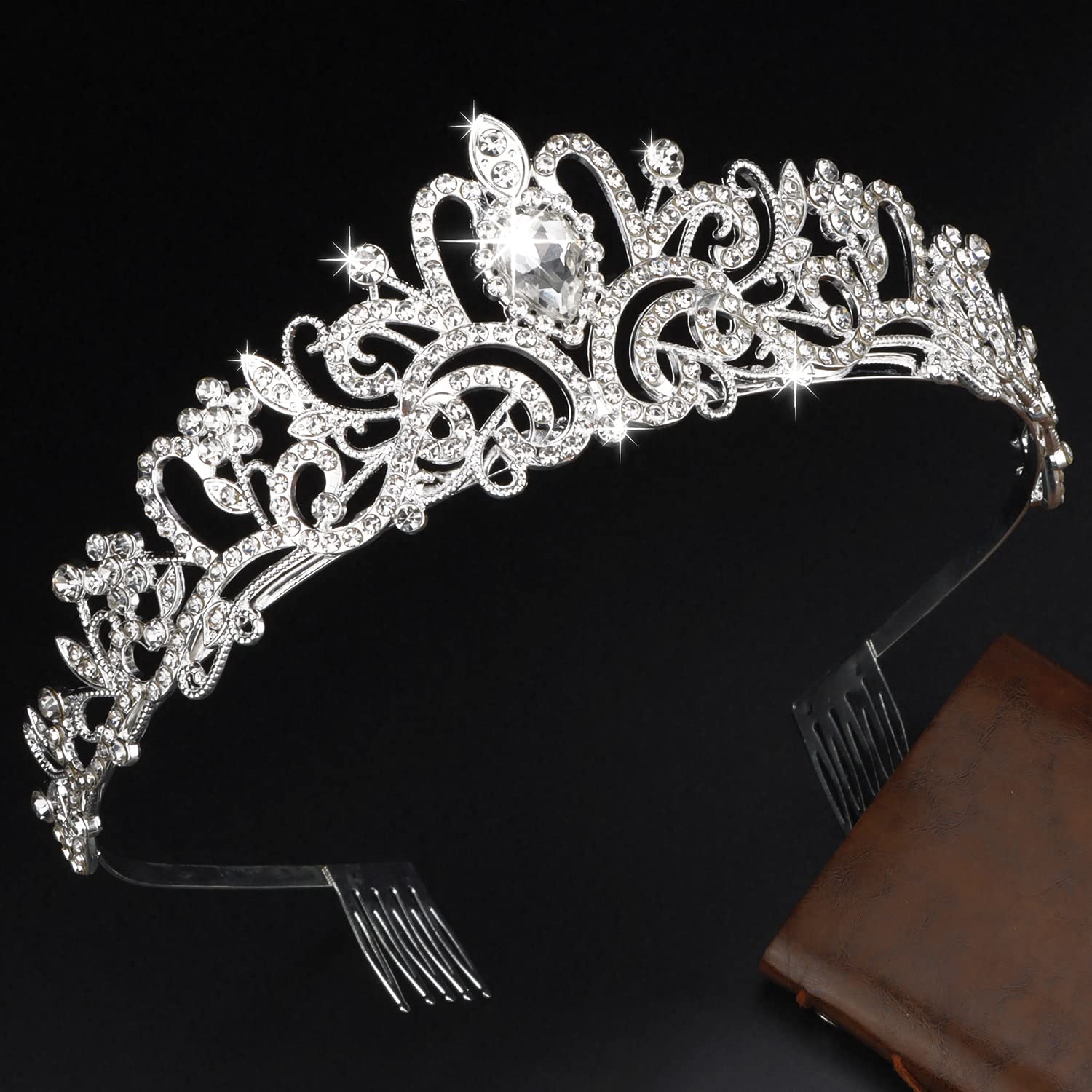 Tiaras de corona de plata para mujer, tiaras de corona de princesa y coronas para mujeres, tiaras para niñas, diadema de novia para boda, corona de