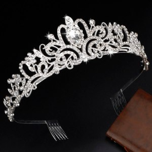 Tiaras de corona de plata para mujer, tiaras de corona de princesa y coronas para mujeres, tiaras para niñas, diadema de novia para boda, corona de Tiaras de corona de plata para mujer, tiaras de corona de princesa y coronas para mujeres, tiaras para niñas, diadema de novia para boda, corona de