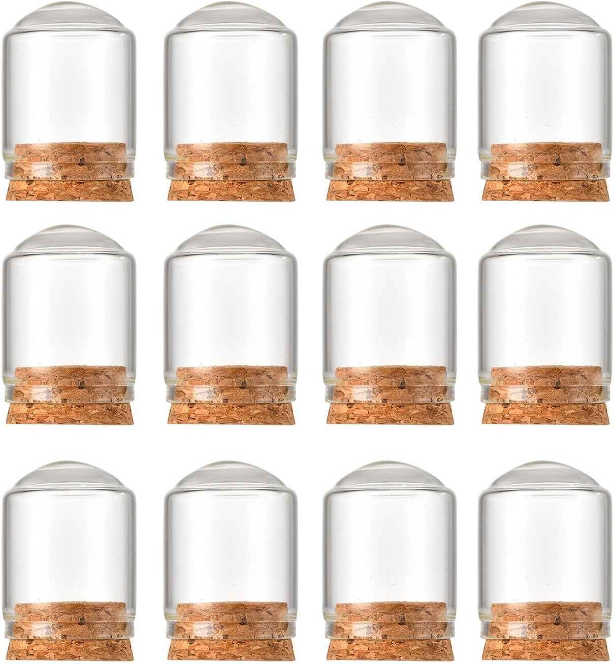 12PCS Mini Glass Dome Cloche Decorative Bell Jar with Cork Base for Flower Snad Storage Home Wedding Party Favors Arts and Small Projects 3x4cm