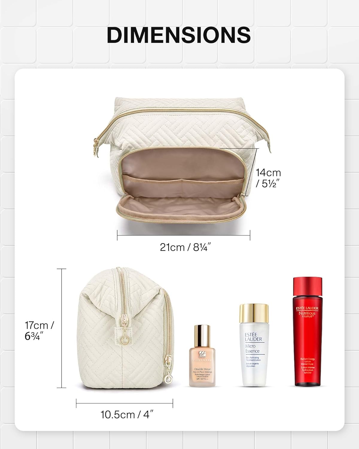 BAGSMART Bolsa de maquillaje de viaje, bolsa de cosméticos, estuche organizador de maquillaje, bolsa grande de apertura amplia para mujeres, bolso