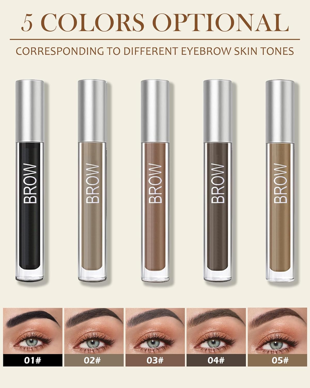 Gel de cejas teñido resistente al agua – Gel de cejas engrosante teñido marrón, pegamento voluminizador de cejas rápido para cejas, maquillaje de