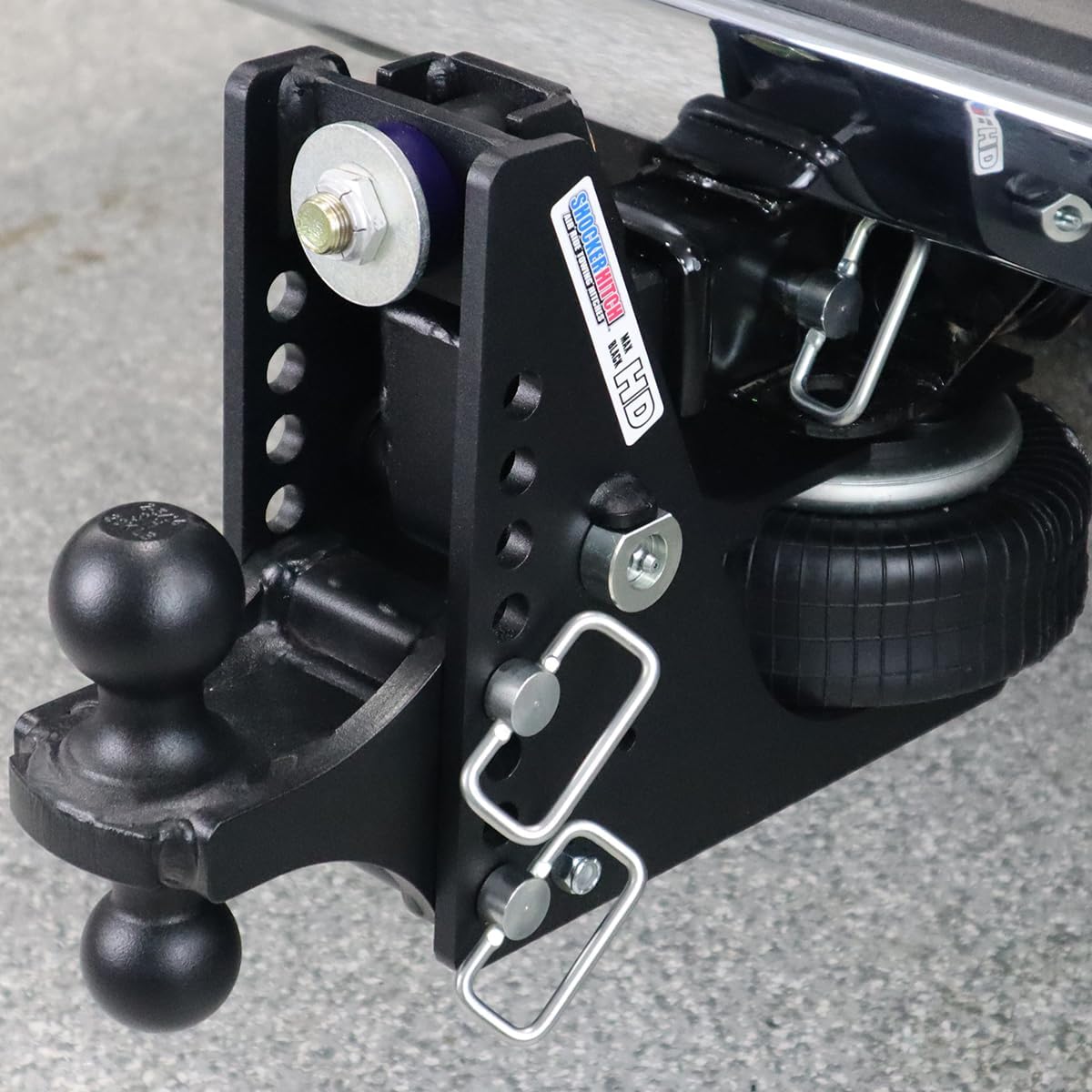 Shocker HD Max – Enganche de aire negro con bola combinada, se adapta a bolas de enganche negro de 2 pulgadas y bolas de 2-516 pulgadas
