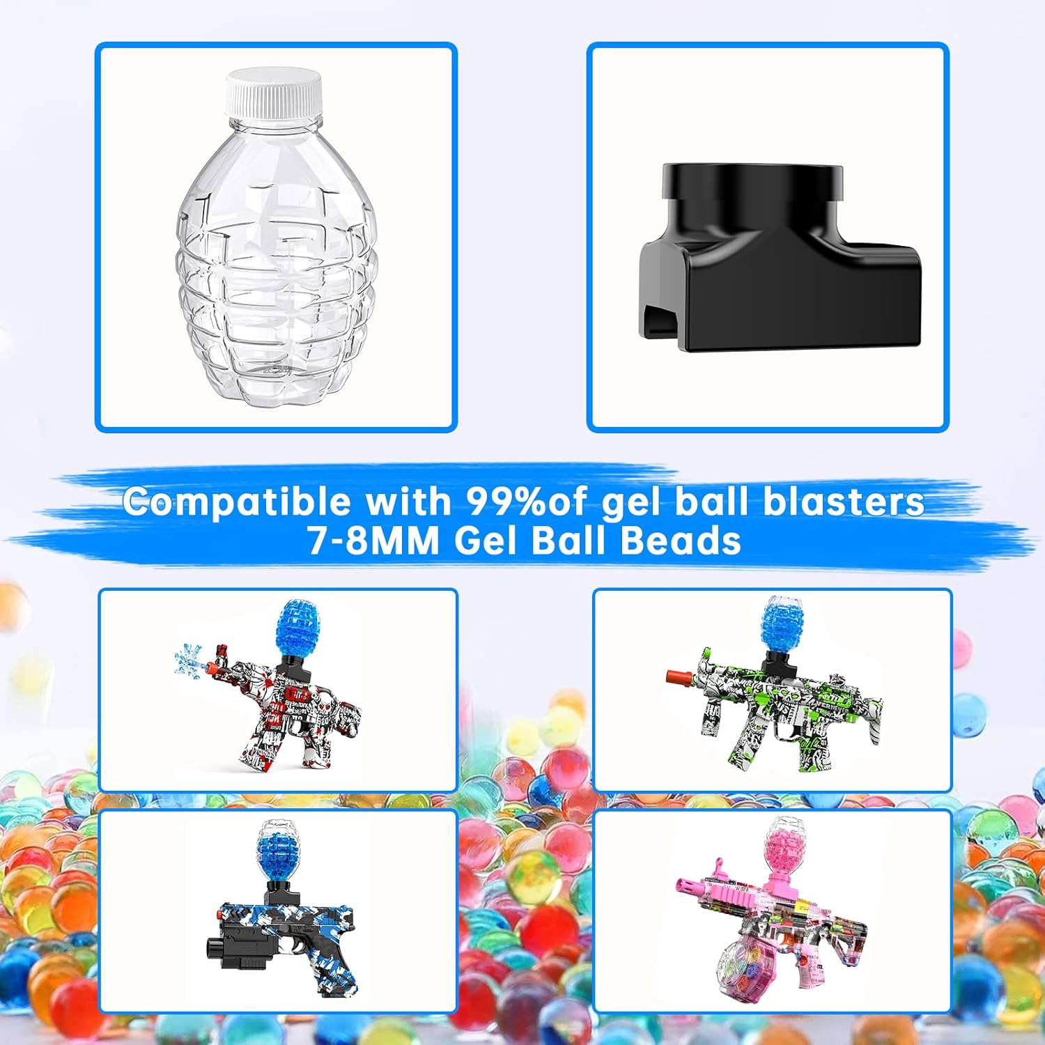 Anstoy Piezas de accesorios para lanzador de bolas de gel, incluye 20000 unidades de munición de bolas de gel coloridas, 20000 bolas de gel