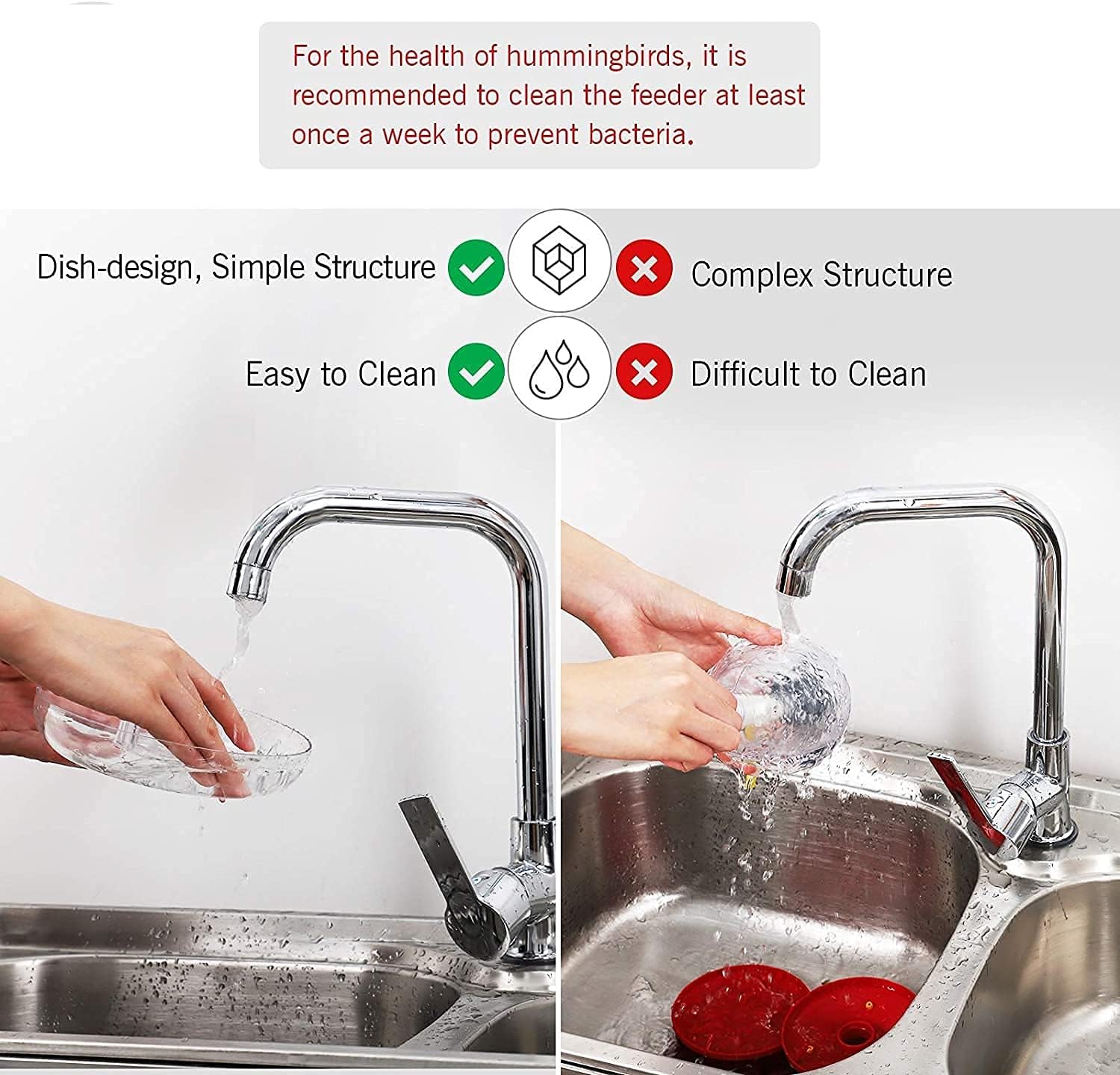 Comedero para colibríes a prueba de abejas con protector de foso de hormigas, comedero rojo para colibríes para colgar al aire libre, sin fugas,