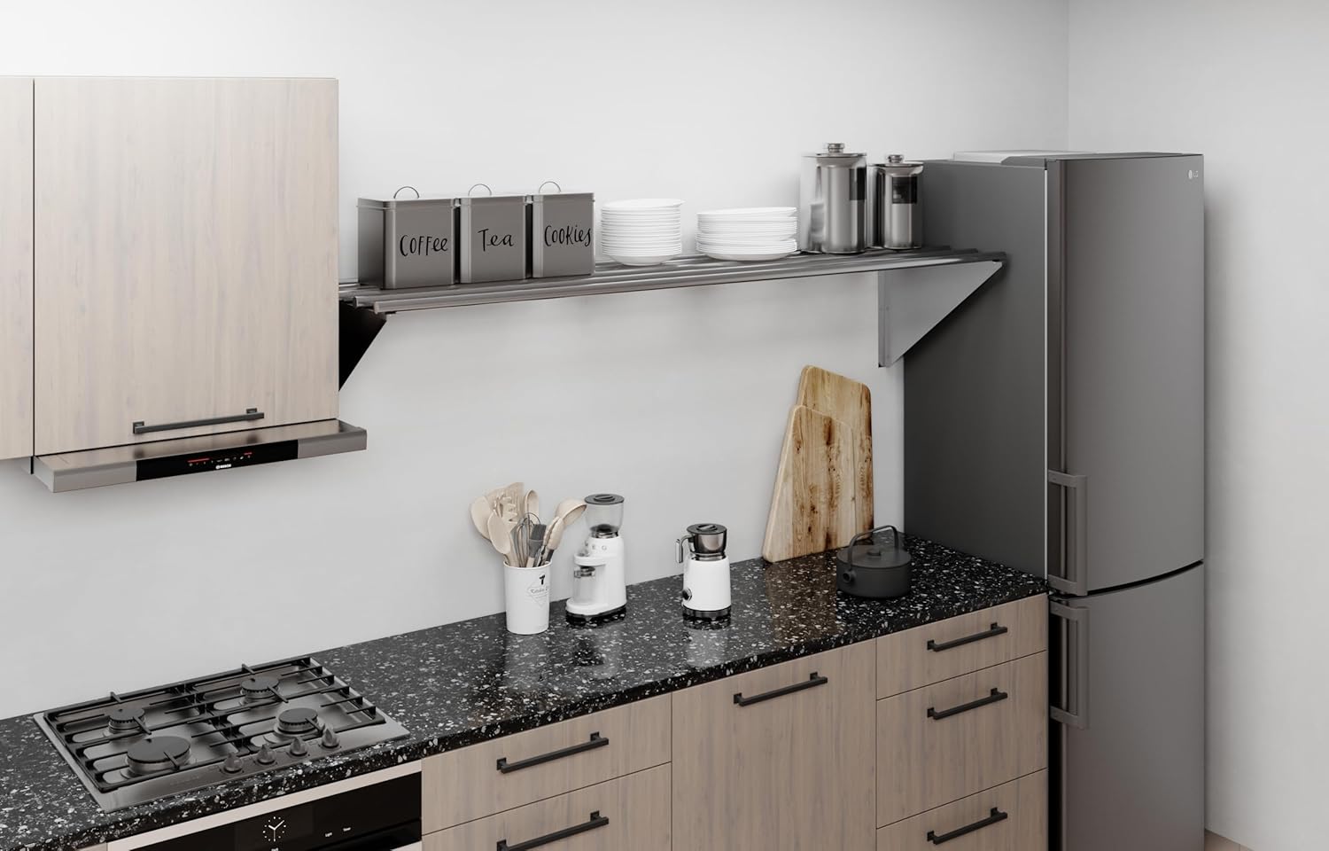 AmGood Estante de pared tubular de acero inoxidable de 72 pulgadas de largo x 18 pulgadas de profundidad  Certificado NSF  Estantería de metal para