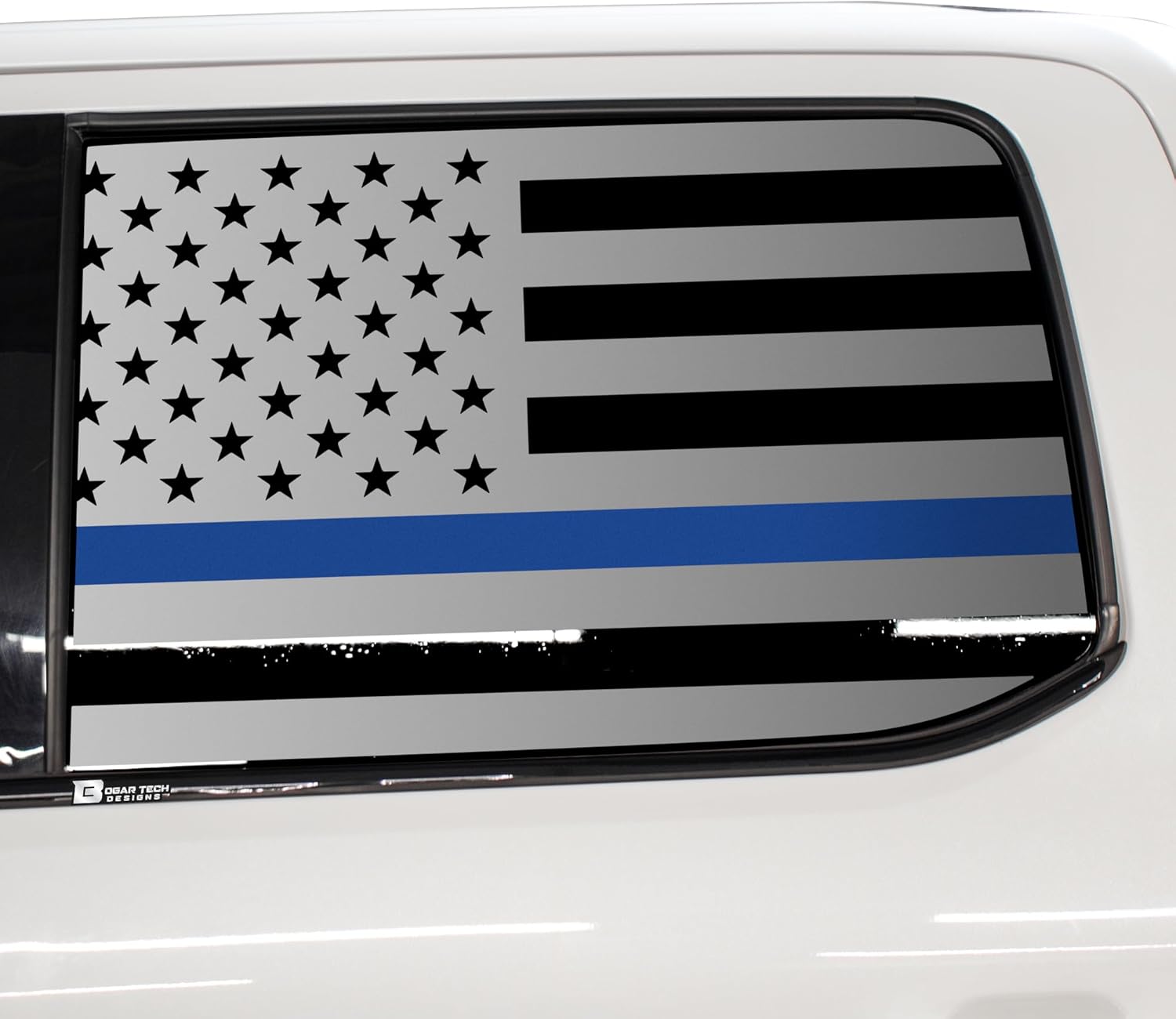 BOGAR TECH DESIGNS Precut Side Window American Flag Vinyl Decal Sticker Compatible with Ford F-150 F150 2015-2024, Thin Blue Line