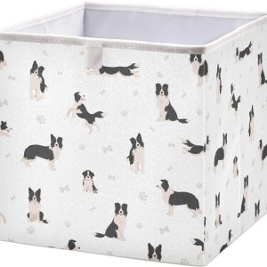 Border Collie – Cubo de almacenamiento de tela, cubos de almacenamiento plegables, grandes organizadores de armario, cestas para guardería, Border Collie – Cubo de almacenamiento de tela, cubos de almacenamiento plegables, grandes organizadores de armario, cestas para guardería,