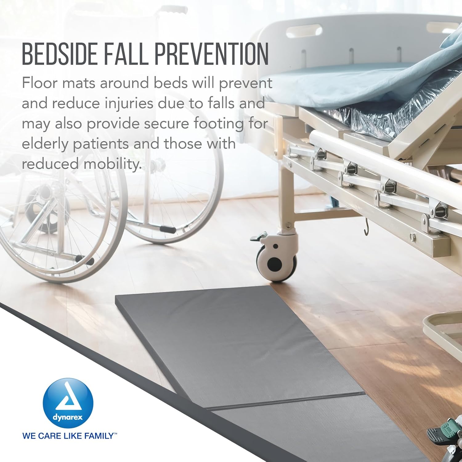 Dynarex Tapete de espuma biplegable para mesita de noche, tapete de seguridad impermeable para pacientes ancianos y hospitalarios, almohadilla de