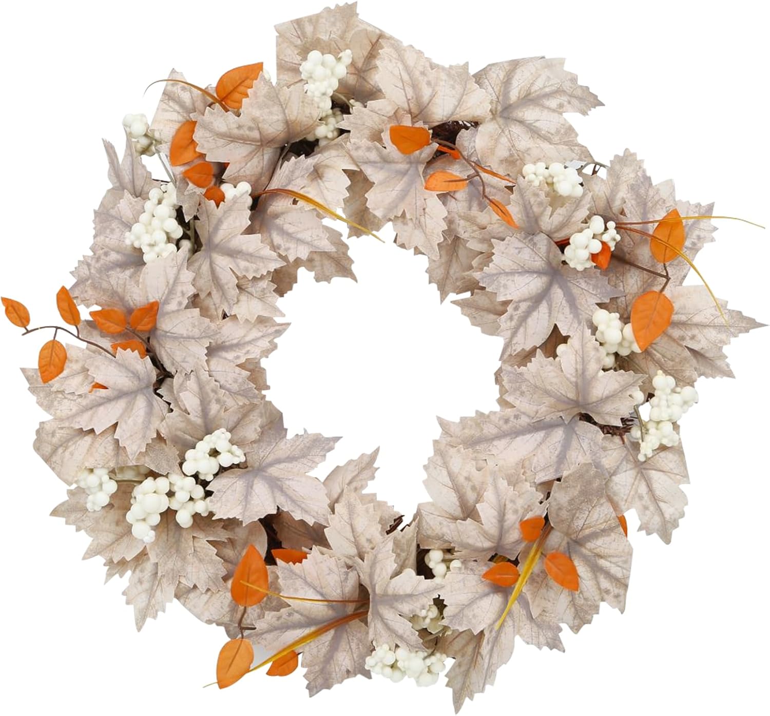 Coronas de otoño para puerta delantera, corona artificial de otoño con hojas de arce de Acción de Gracias para el hogar, granja, cosecha de Acción