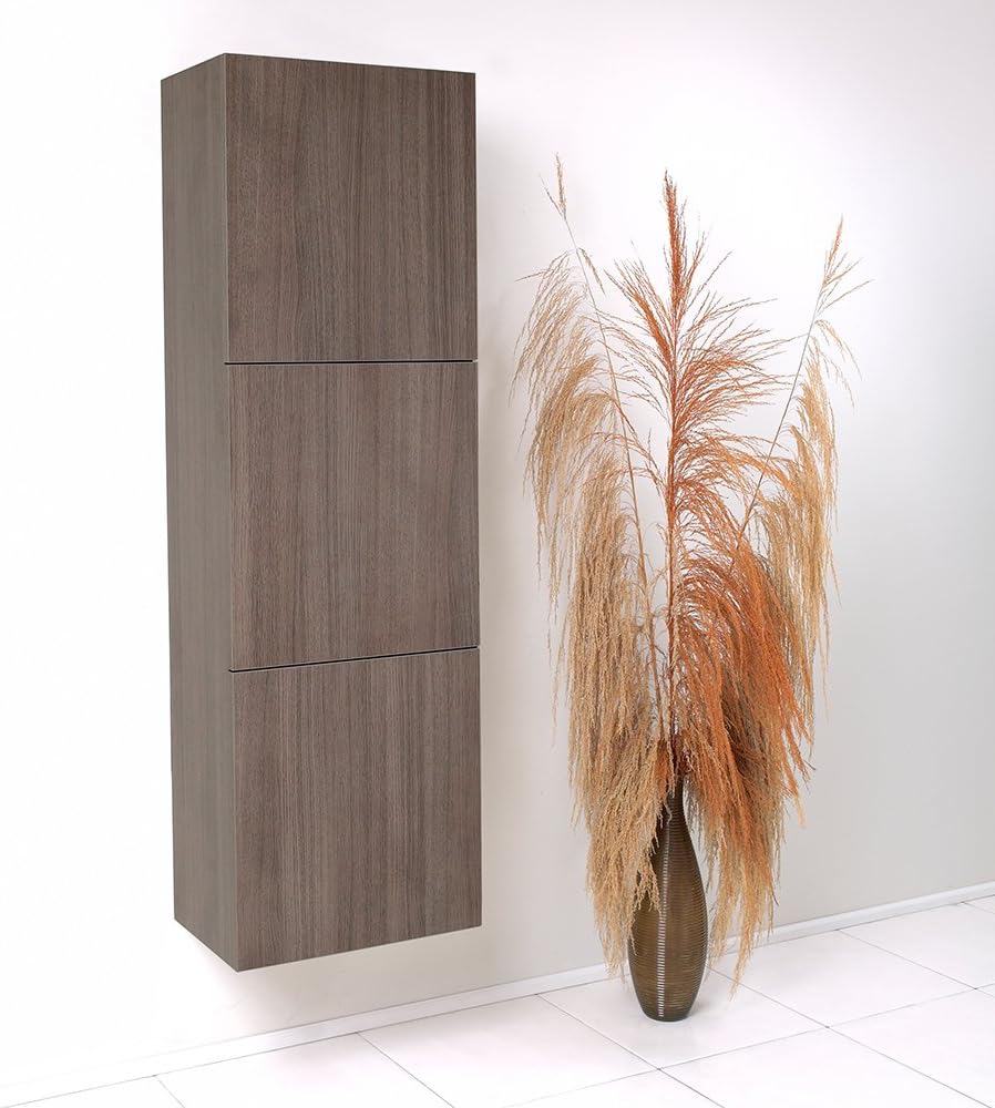Fresca Armario lateral de baño con 3 grandes áreas de almacenamiento, roble gris