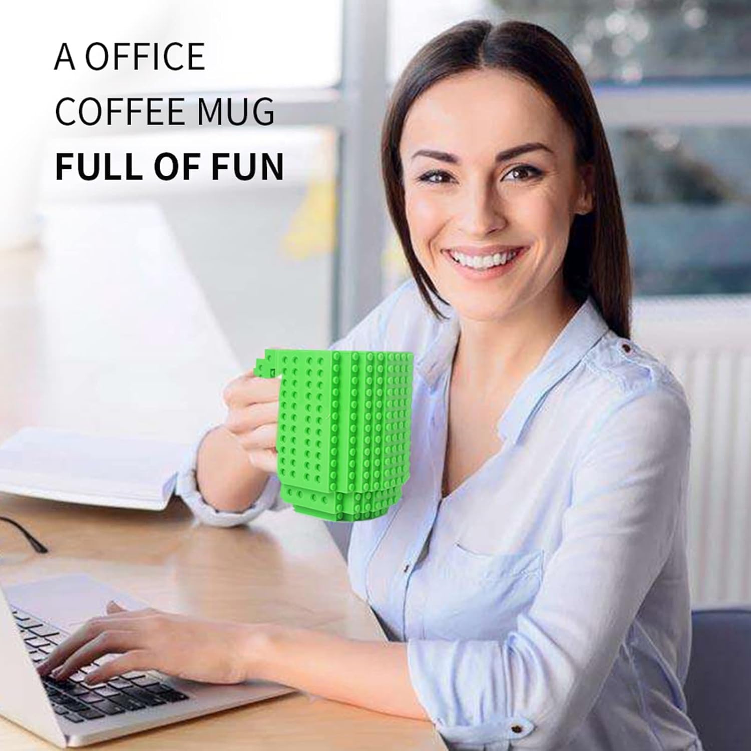 Build-on Brick Taza de café para construir con bloques, divertida, diseño de ladrillo, diseño creativo para niños, hombres, mujeres, Navidad,