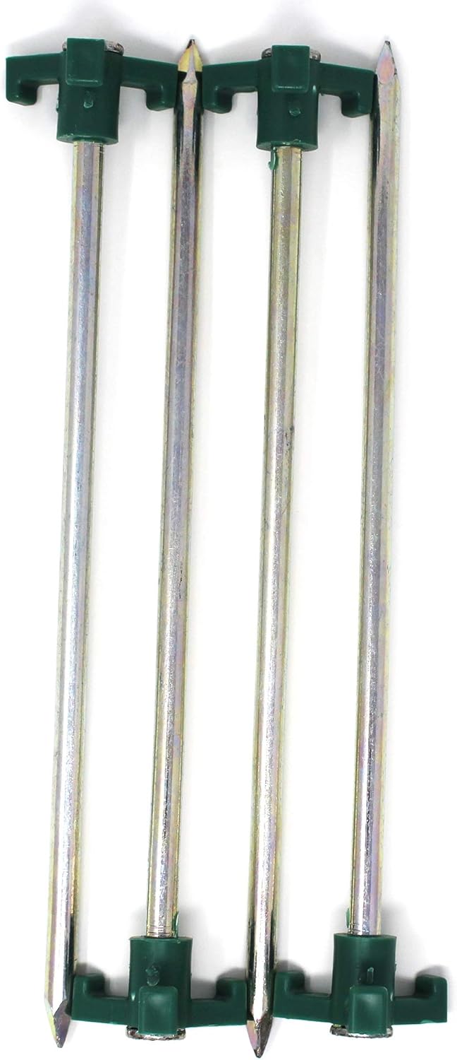 Tricc – Estacas irrompibles de acero resistente galvanizado antioxidante de 10 pulgadas, tres estacas sólidas, resistentes para viajes al aire